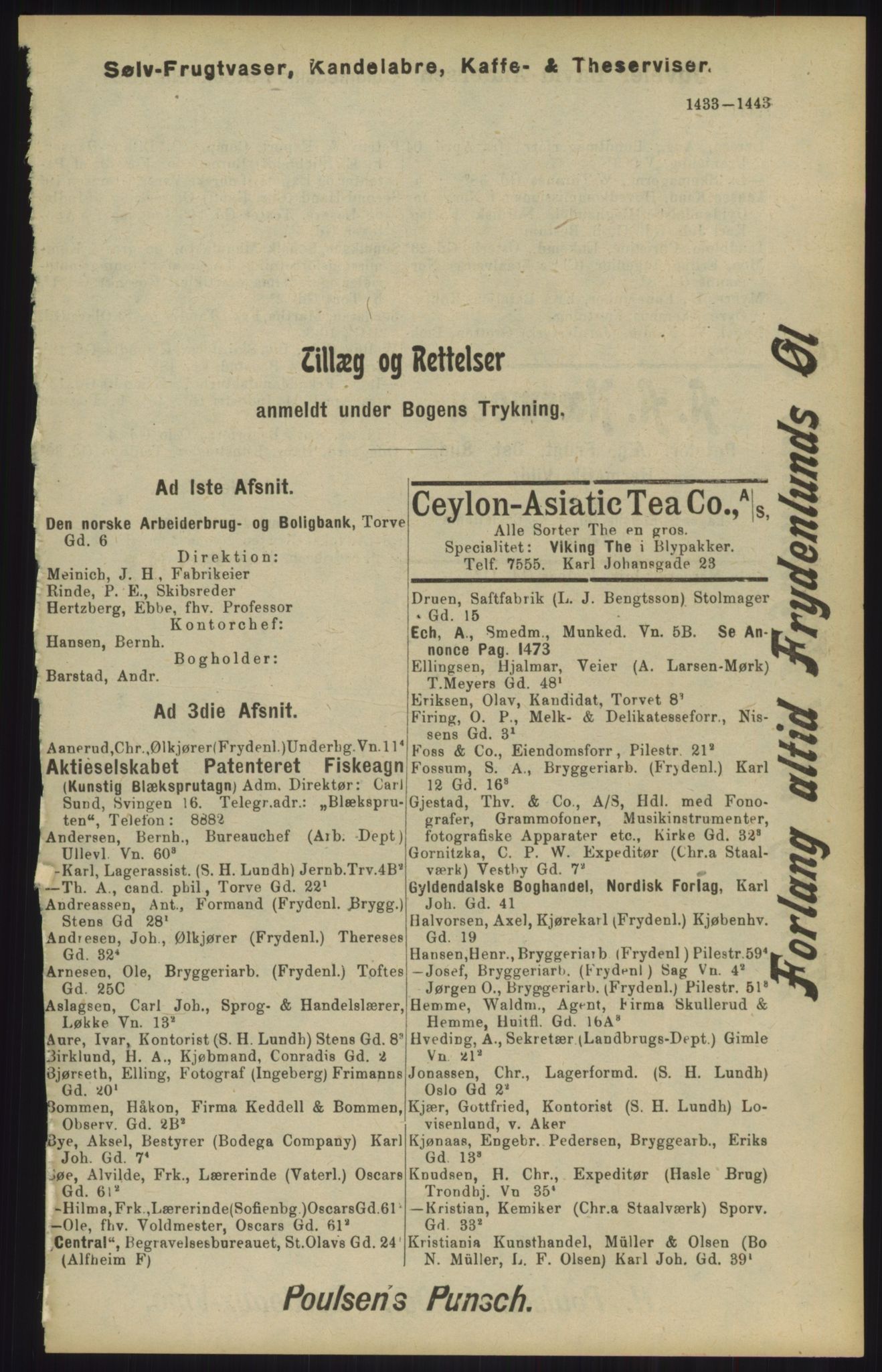 Kristiania/Oslo adressebok, PUBL/-, 1904, p. 1433