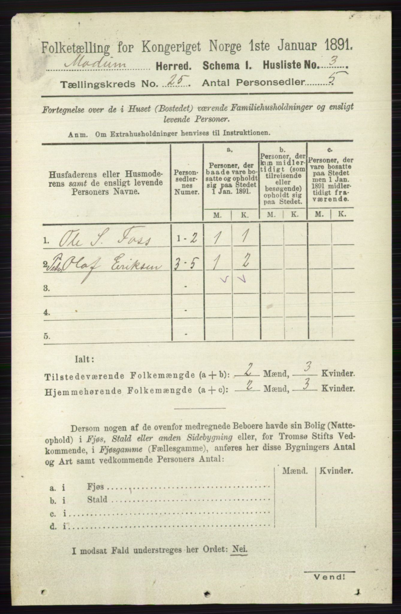 RA, 1891 census for 0623 Modum, 1891, p. 8997