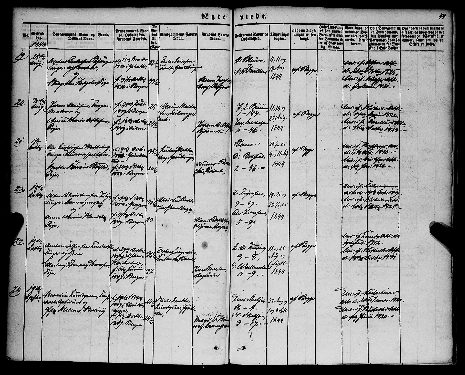 Nykirken Sokneprestembete, AV/SAB-A-77101/H/Haa/L0031: Parish register (official) no. D 1, 1834-1861, p. 49