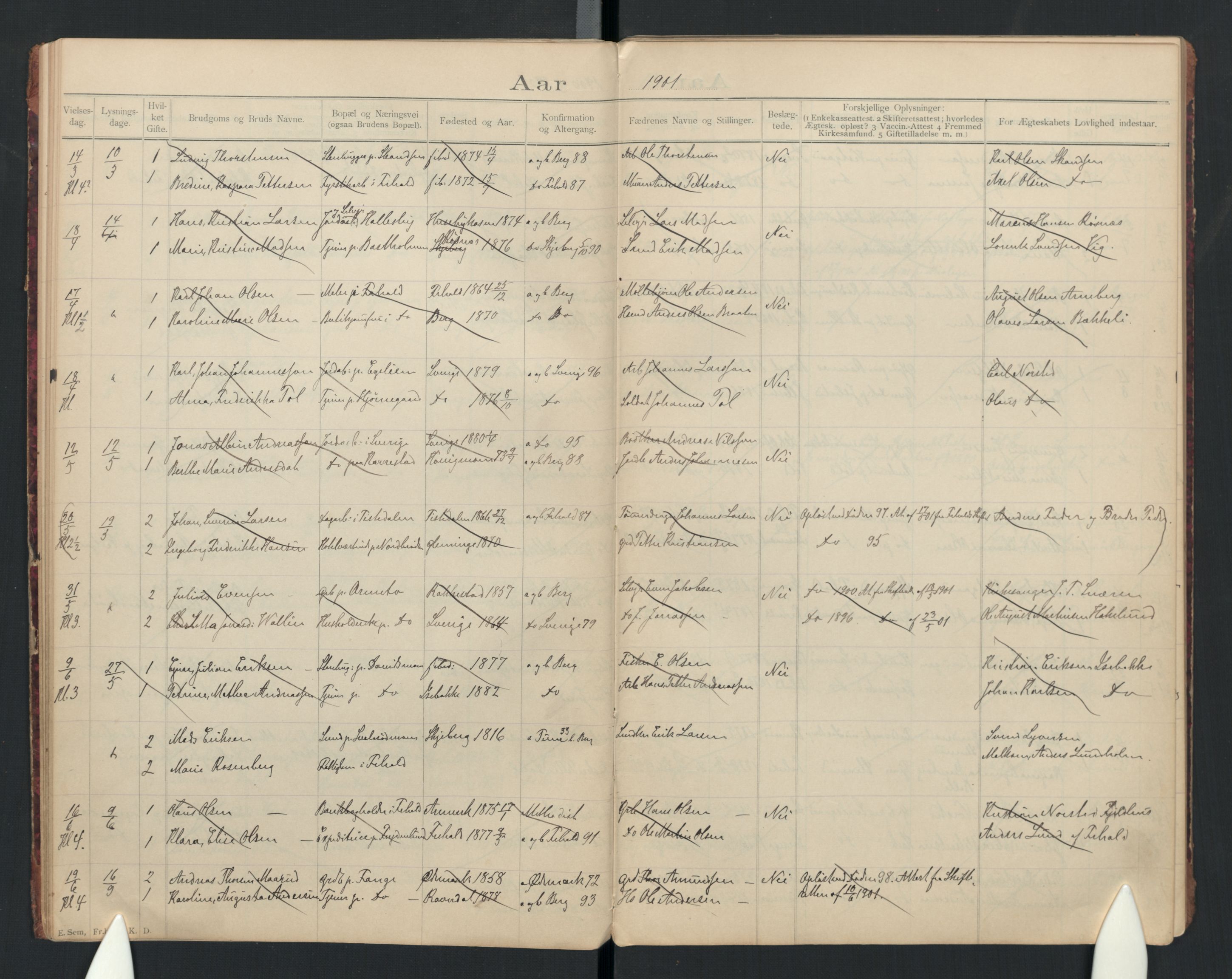 Berg prestekontor Kirkebøker, AV/SAO-A-10902/H/Ha/L0001a: Banns register no. I 1a, 1894-1922