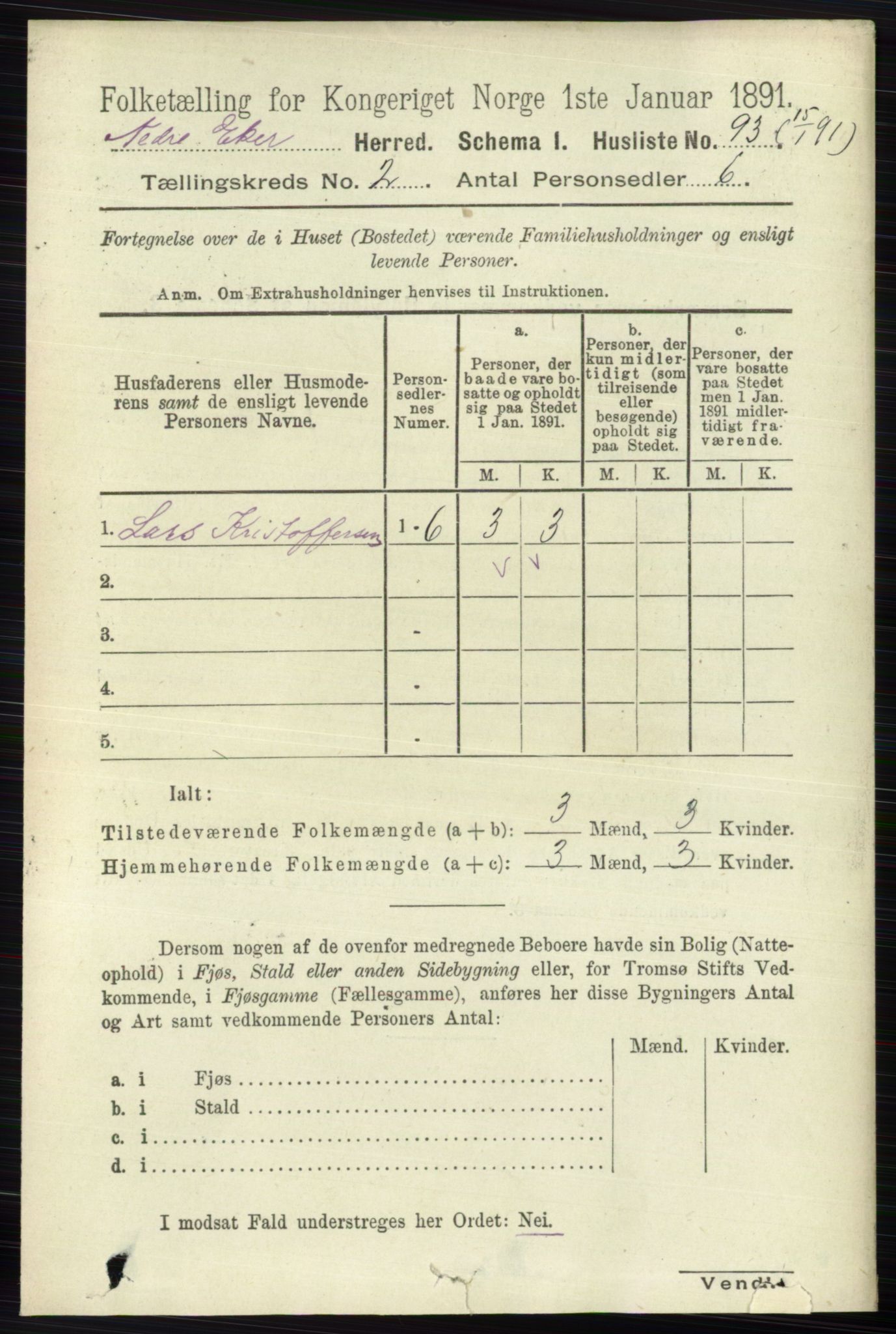 RA, 1891 census for 0625 Nedre Eiker, 1891, p. 539