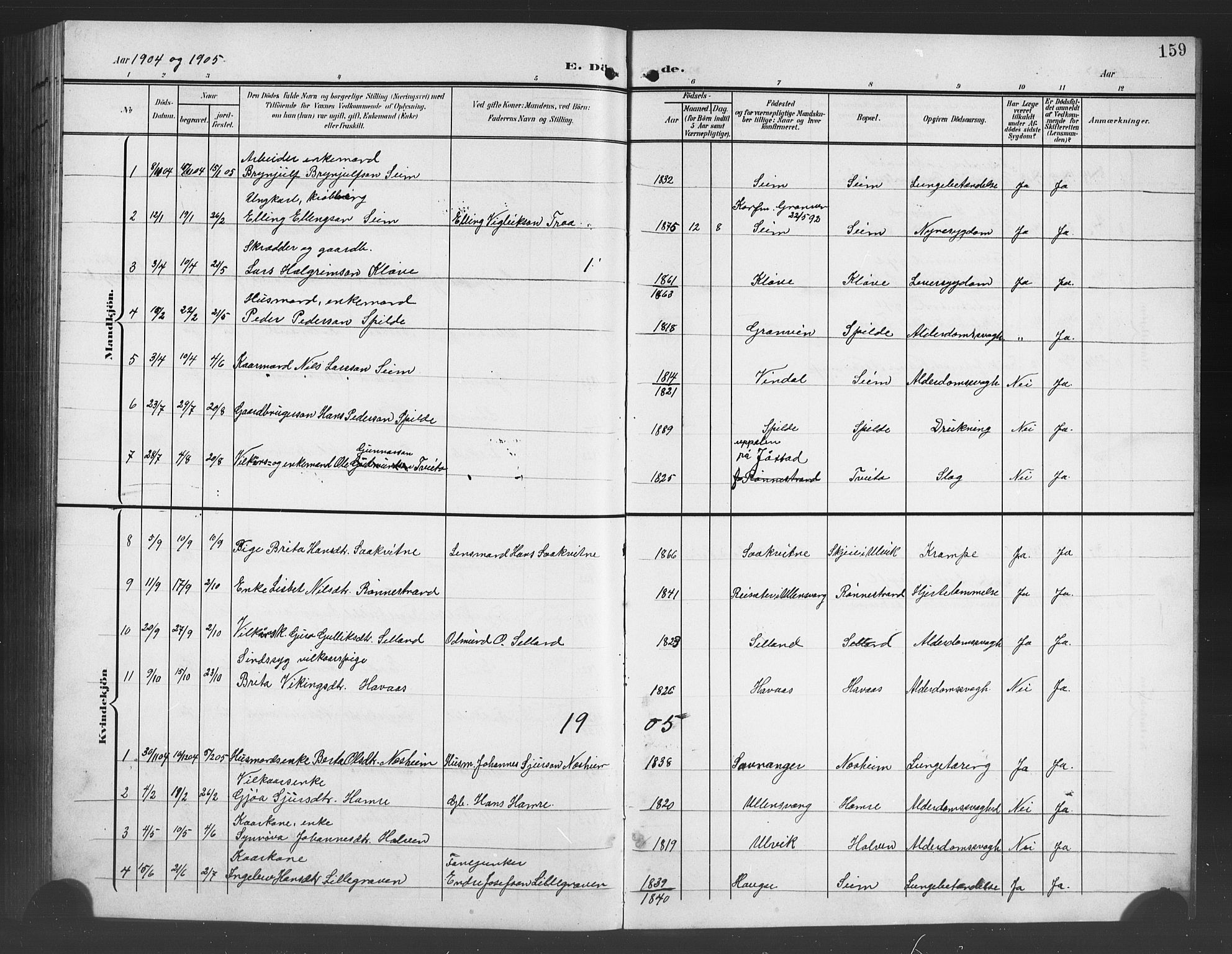 Ulvik sokneprestembete, AV/SAB-A-78801/H/Hab: Parish register (copy) no. B 4, 1902-1923, p. 159
