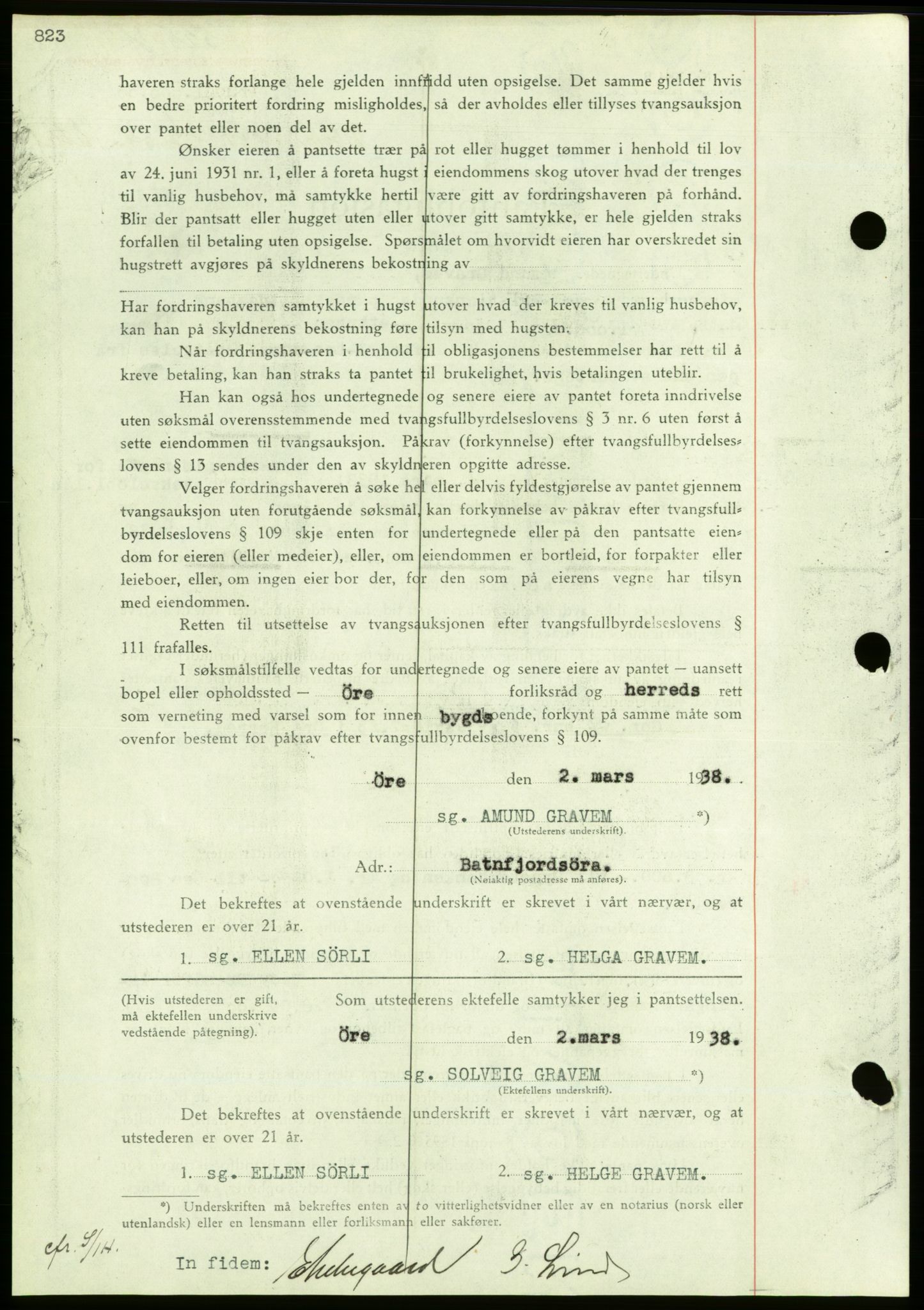 Nordmøre sorenskriveri, AV/SAT-A-4132/1/2/2Ca/L0092: Mortgage book no. B82, 1937-1938, Diary no: : 525/1938