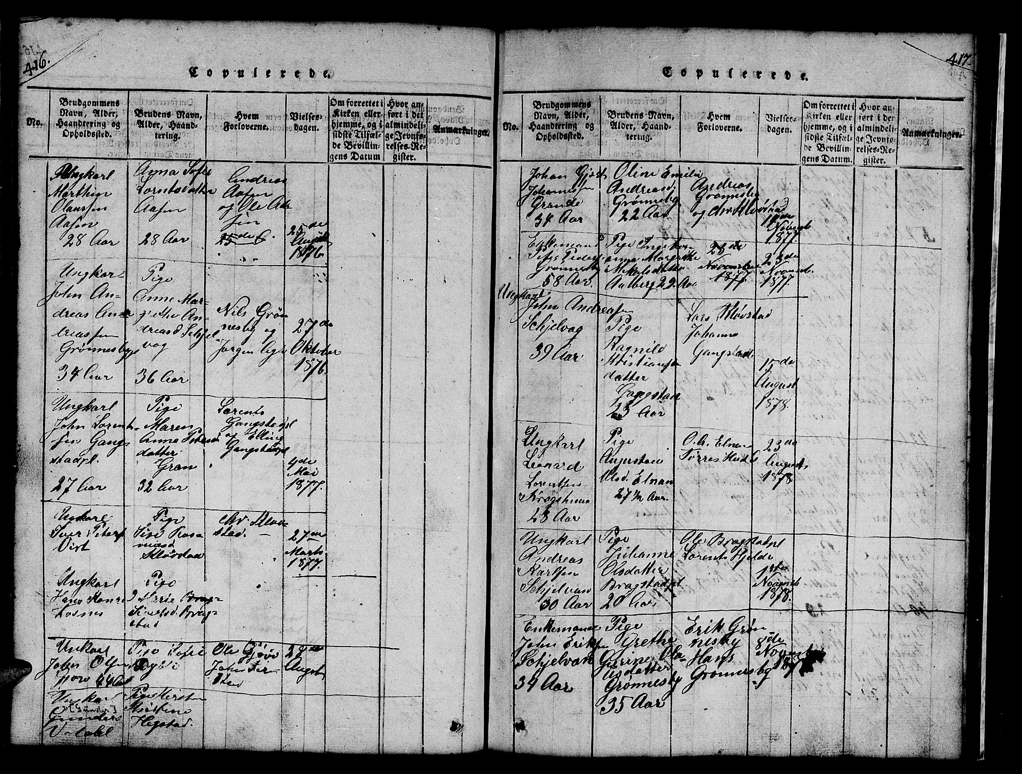 Ministerialprotokoller, klokkerbøker og fødselsregistre - Nord-Trøndelag, SAT/A-1458/732/L0317: Parish register (copy) no. 732C01, 1816-1881, p. 416-417