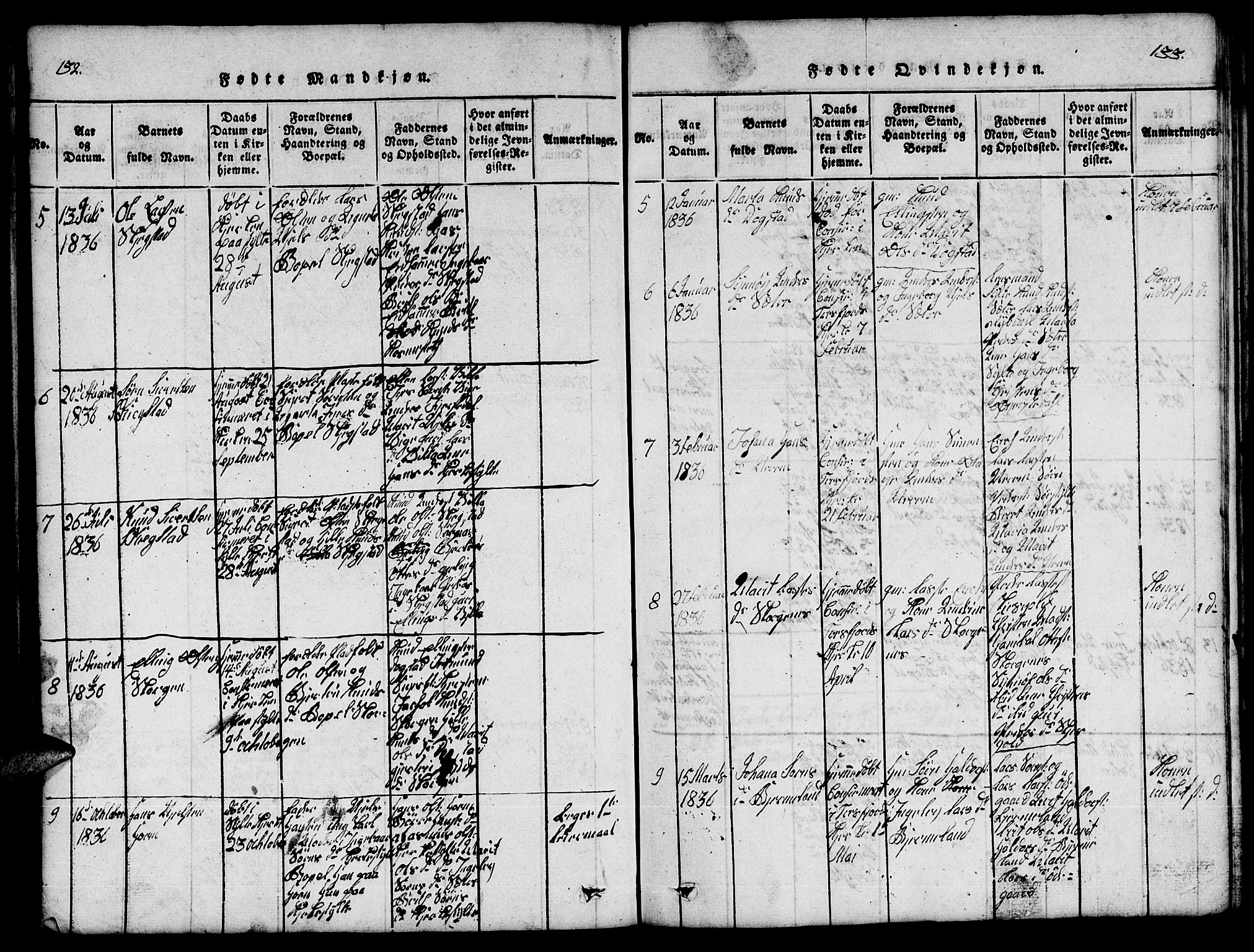 Ministerialprotokoller, klokkerbøker og fødselsregistre - Møre og Romsdal, AV/SAT-A-1454/541/L0546: Parish register (copy) no. 541C01, 1818-1856, p. 132-133