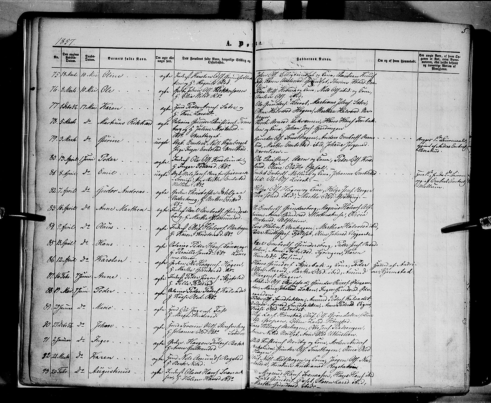 Elverum prestekontor, AV/SAH-PREST-044/H/Ha/Haa/L0010: Parish register (official) no. 10, 1857-1868, p. 5