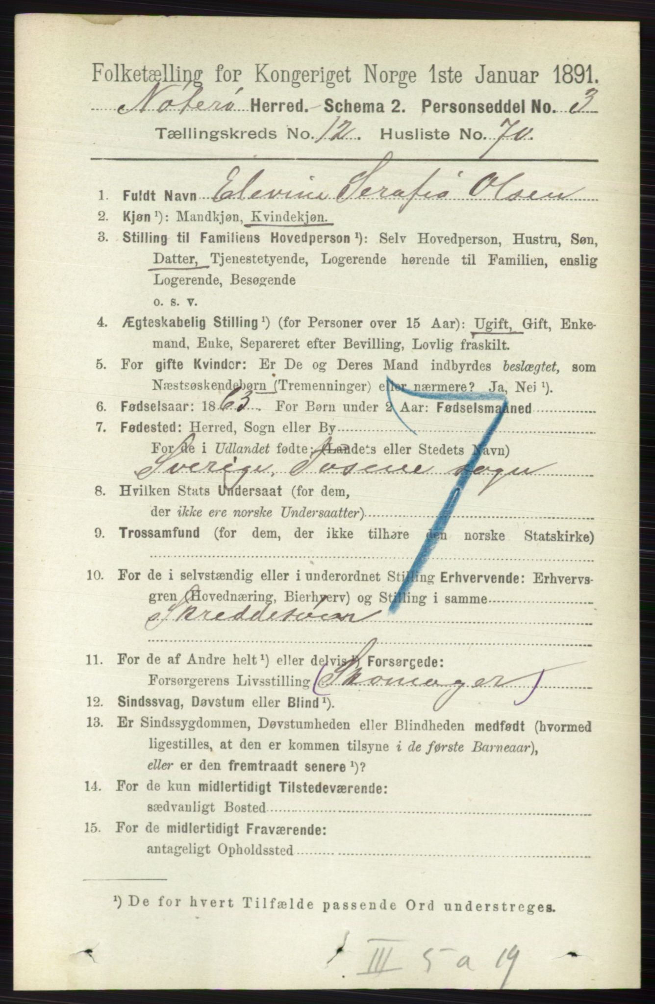 RA, 1891 census for 0722 Nøtterøy, 1891, p. 6753