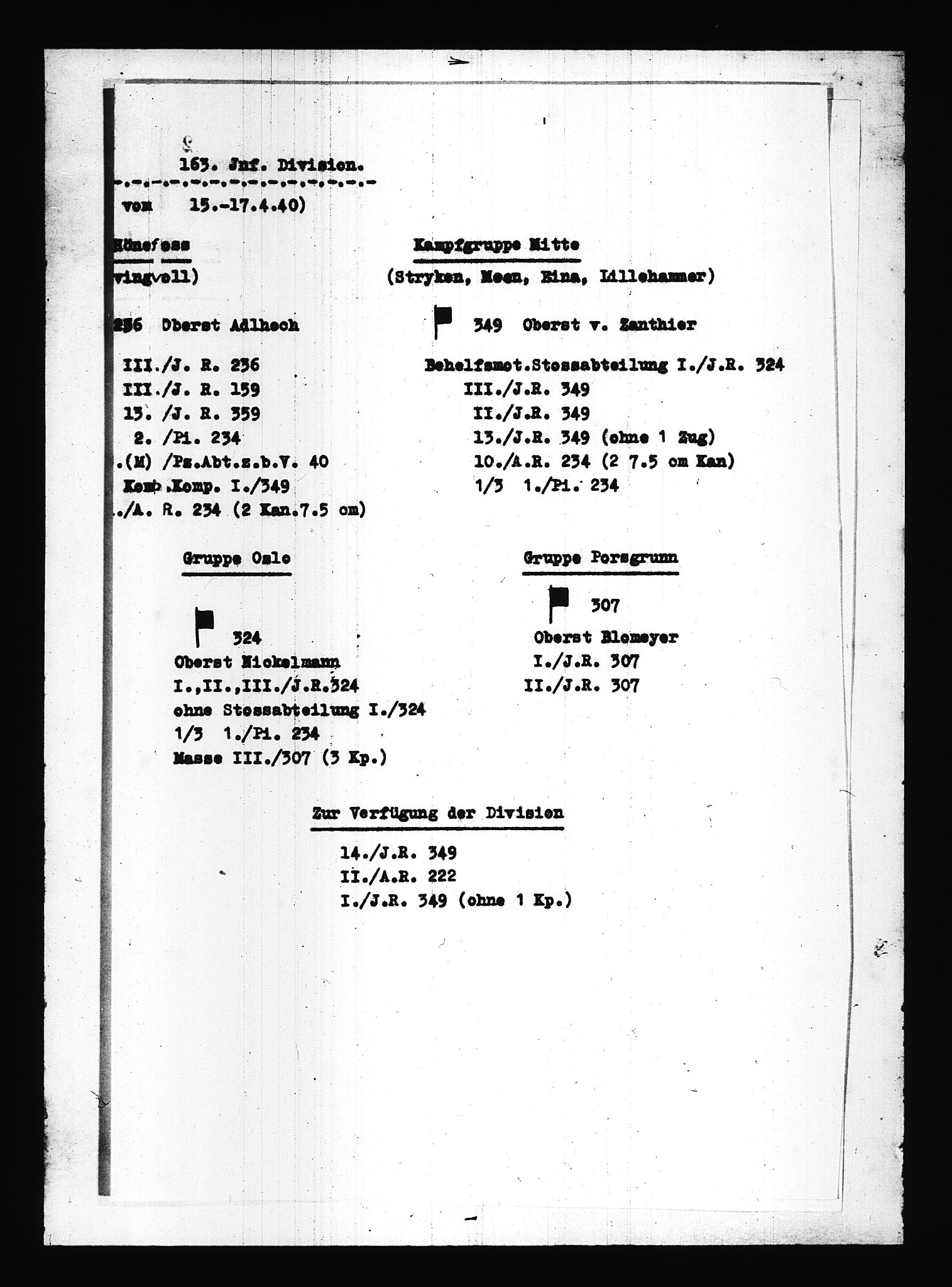 Documents Section, AV/RA-RAFA-2200/V/L0083: Amerikansk mikrofilm "Captured German Documents".
Box No. 722.  FKA jnr. 615/1954., 1940, p. 376