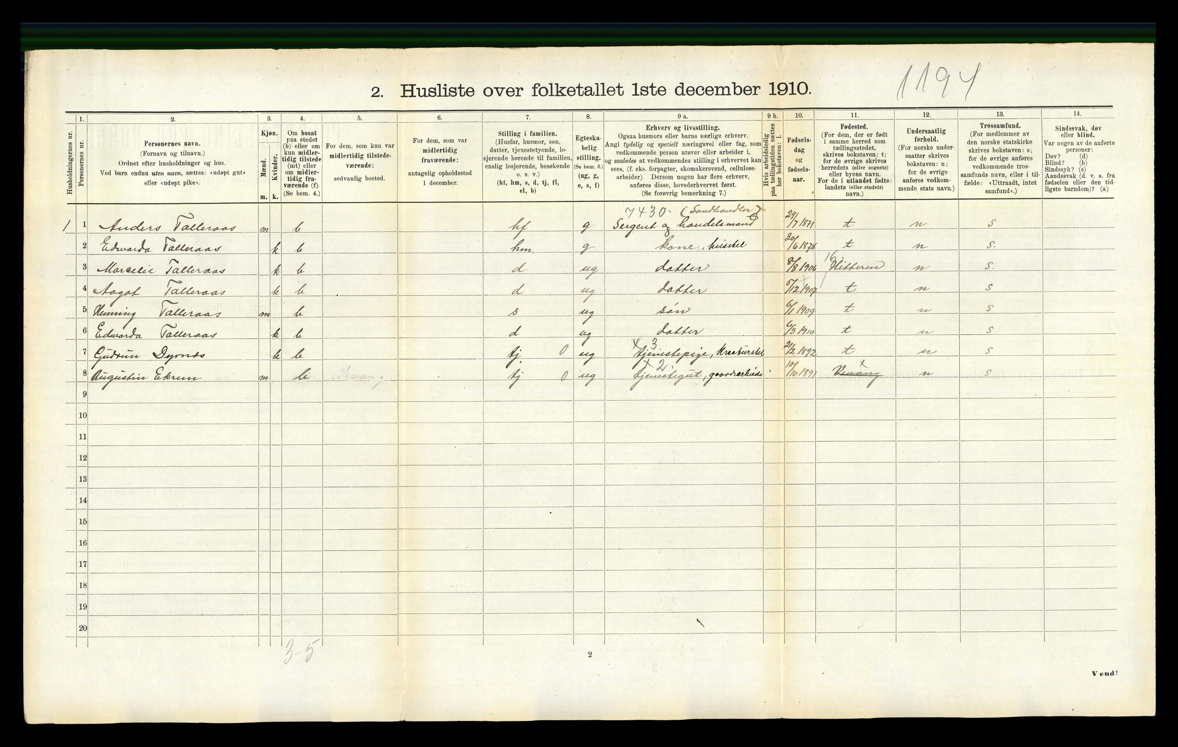 RA, 1910 census for Edøy, 1910, p. 453