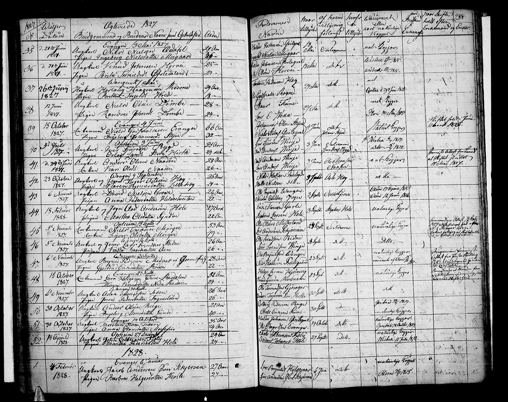 Voss sokneprestembete, SAB/A-79001/H/Haa: Parish register (official) no. A 12, 1823-1837, p. 288