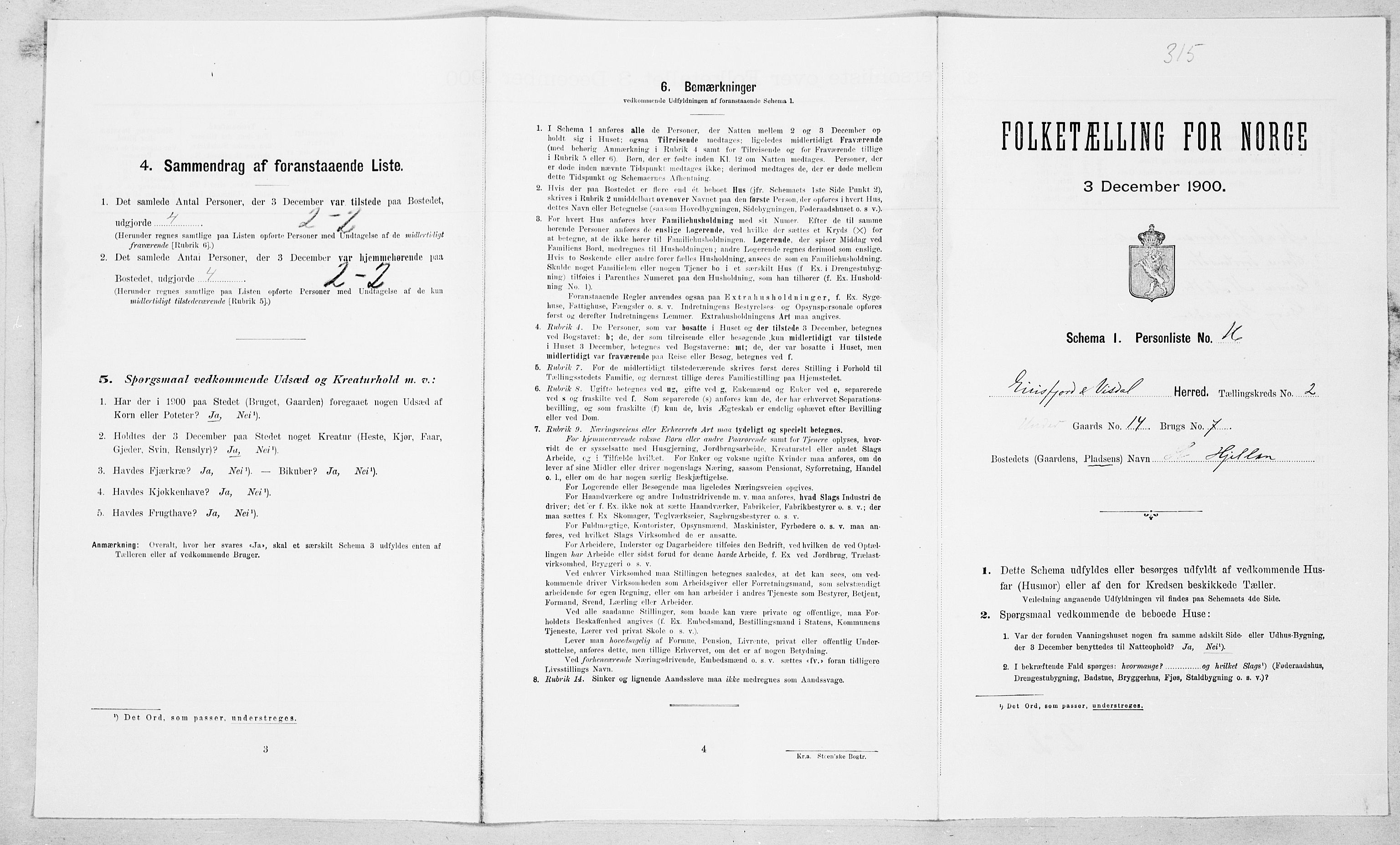 SAT, 1900 census for Eresfjord og Vistdal, 1900, p. 155