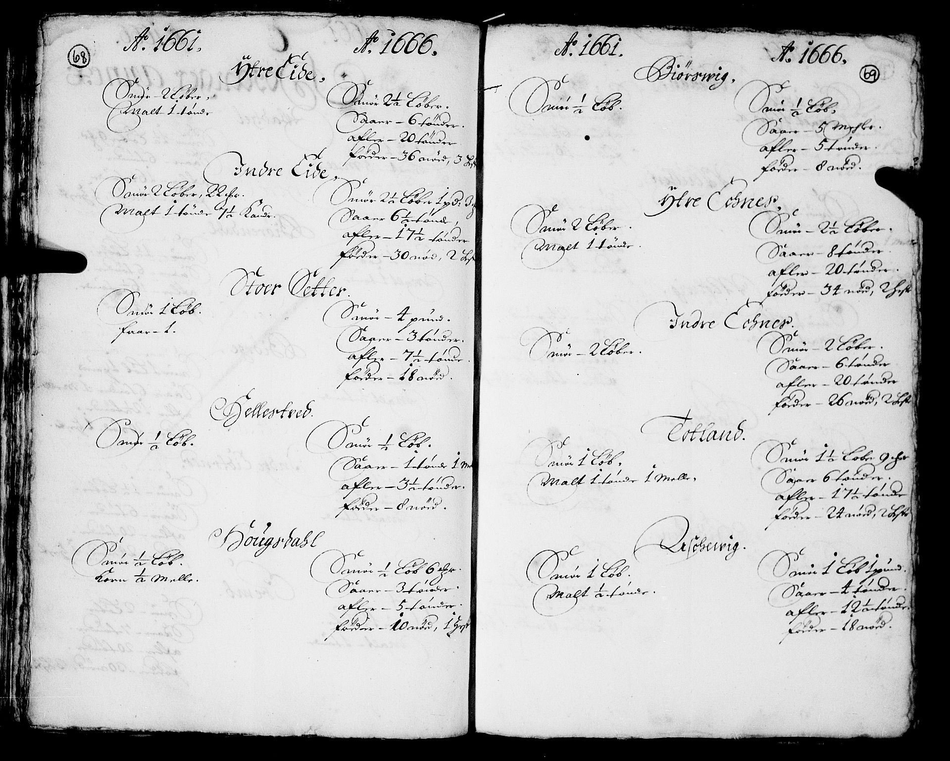 Rentekammeret inntil 1814, Realistisk ordnet avdeling, AV/RA-EA-4070/N/Nb/Nba/L0040: Nordhordland fogderi, 1661-1667, p. 68-69