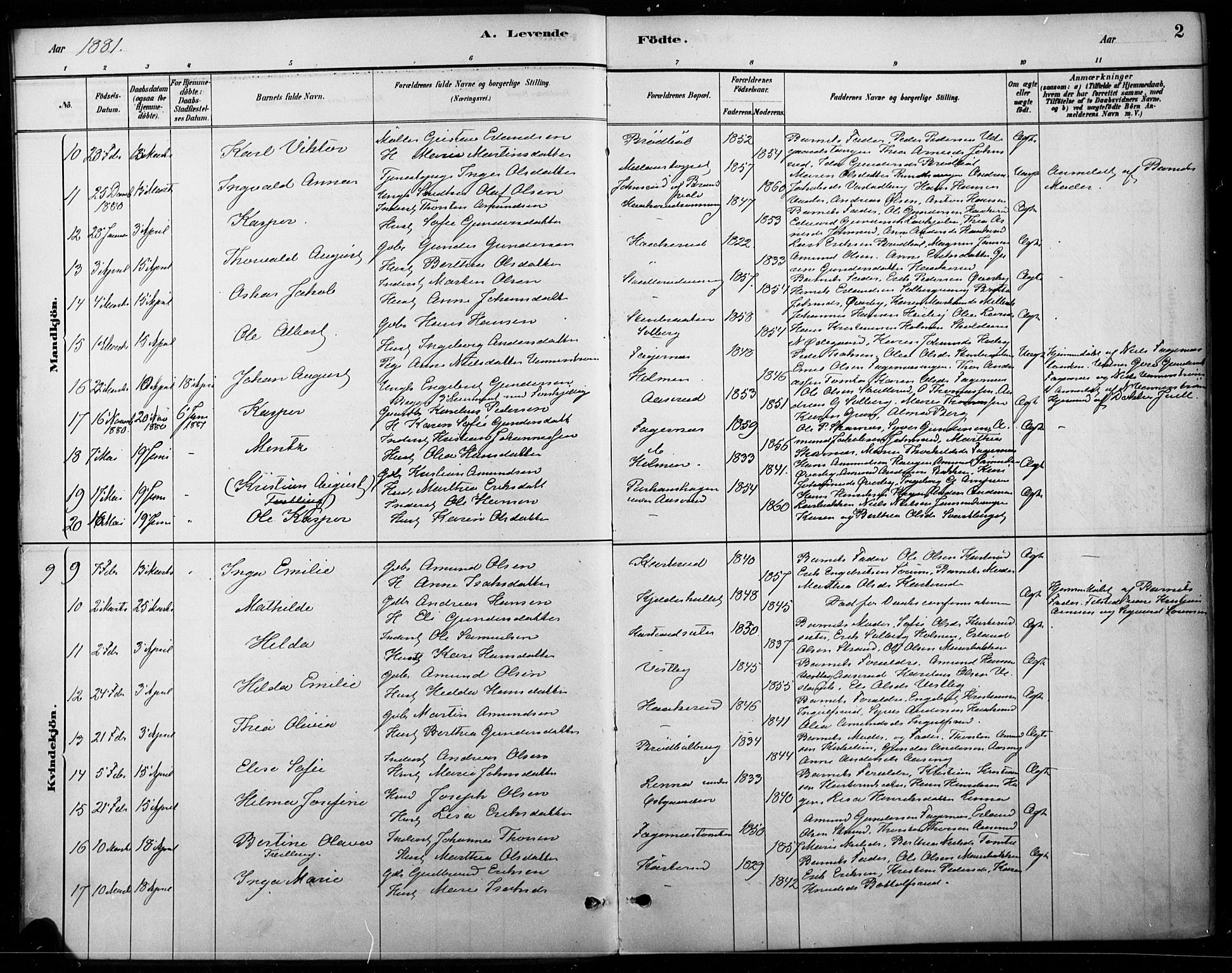 Vinger prestekontor, AV/SAH-PREST-024/H/Ha/Haa/L0015: Parish register (official) no. 15, 1881-1900, p. 2