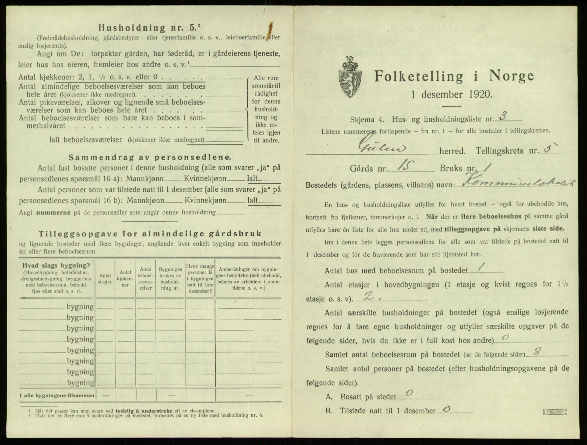 SAB, 1920 census for Gulen, 1920, p. 228