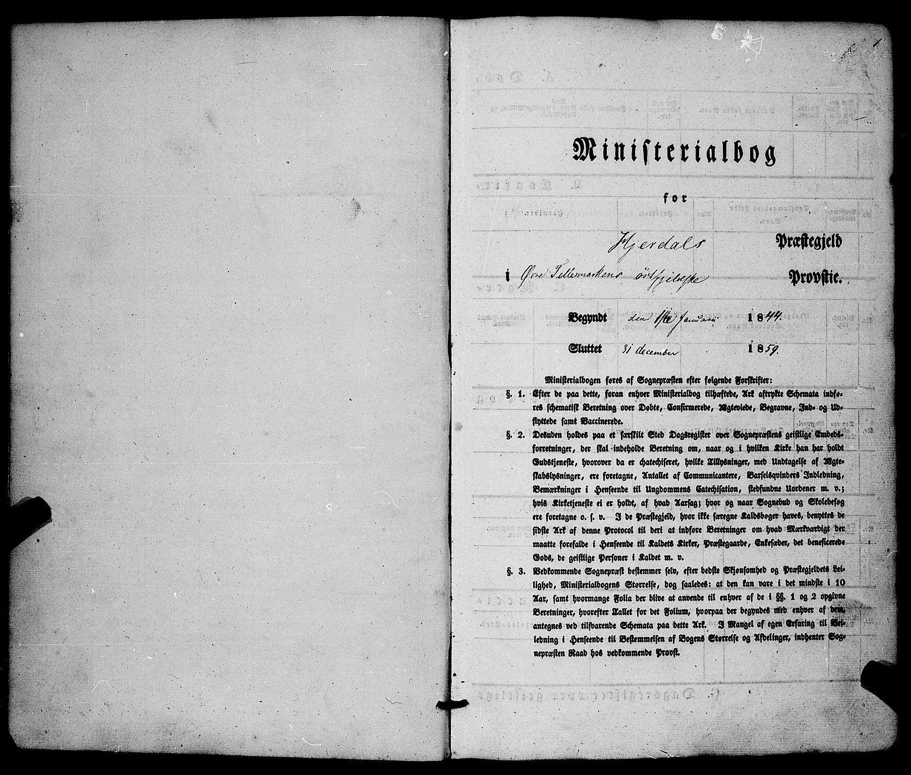 Hjartdal kirkebøker, AV/SAKO-A-270/F/Fa/L0008: Parish register (official) no. I 8, 1844-1859, p. 1