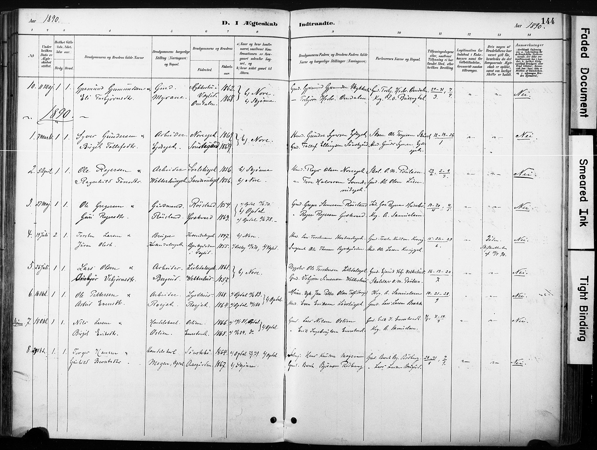 Nore kirkebøker, SAKO/A-238/F/Fb/L0002: Parish register (official) no. II 2, 1886-1906, p. 144