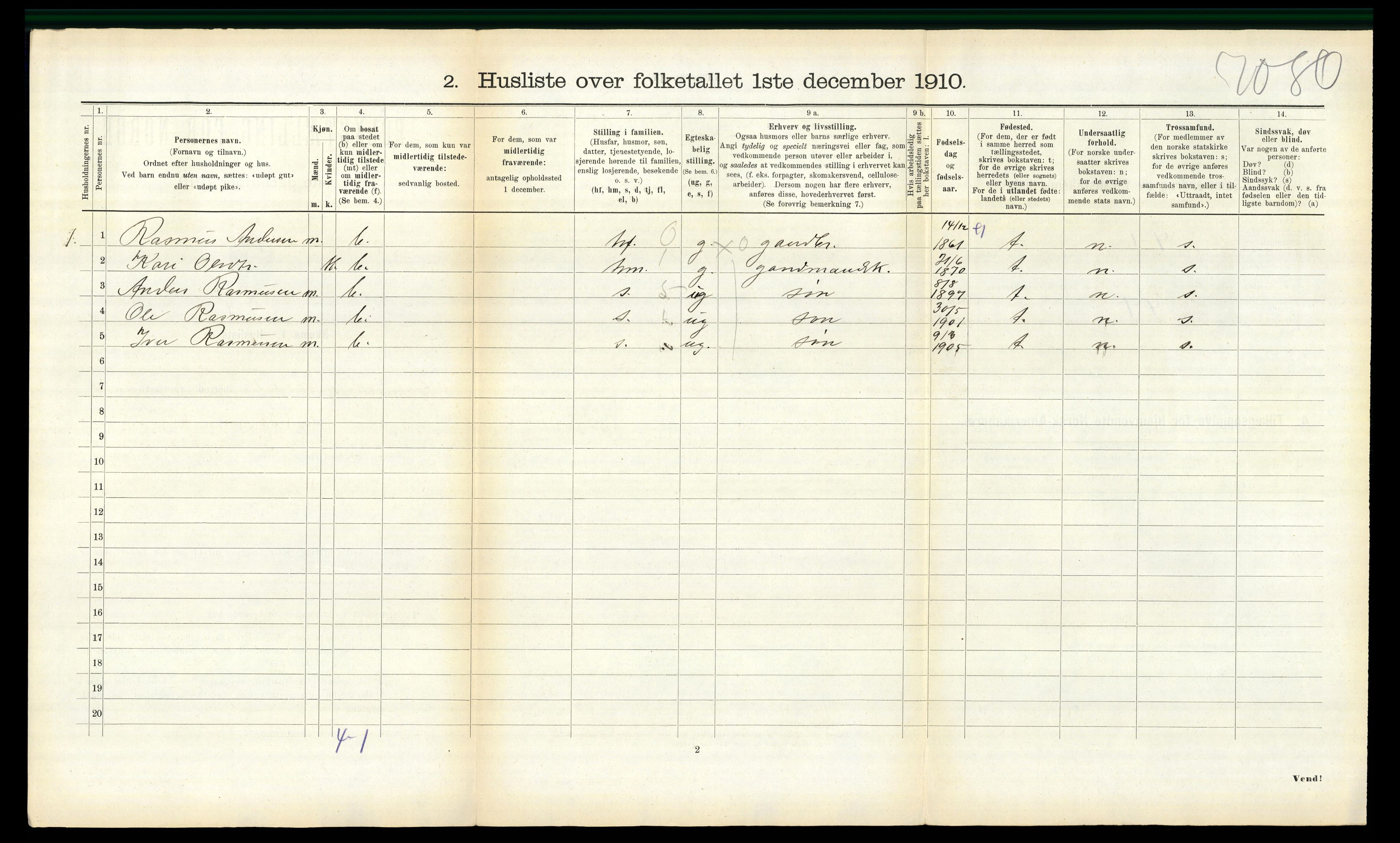 RA, 1910 census for Hølonda, 1910, p. 343