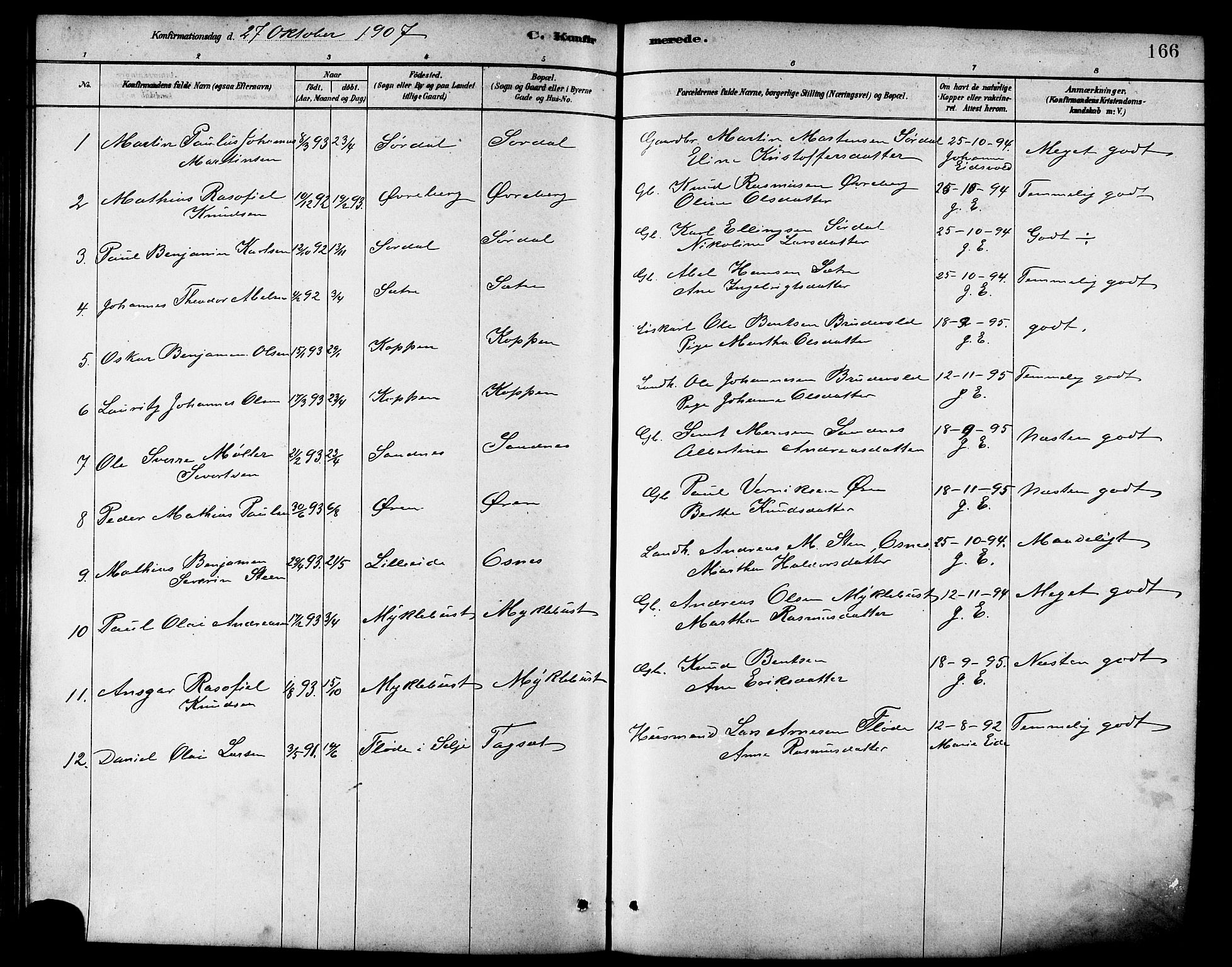 Ministerialprotokoller, klokkerbøker og fødselsregistre - Møre og Romsdal, AV/SAT-A-1454/502/L0027: Parish register (copy) no. 502C01, 1878-1908, p. 166