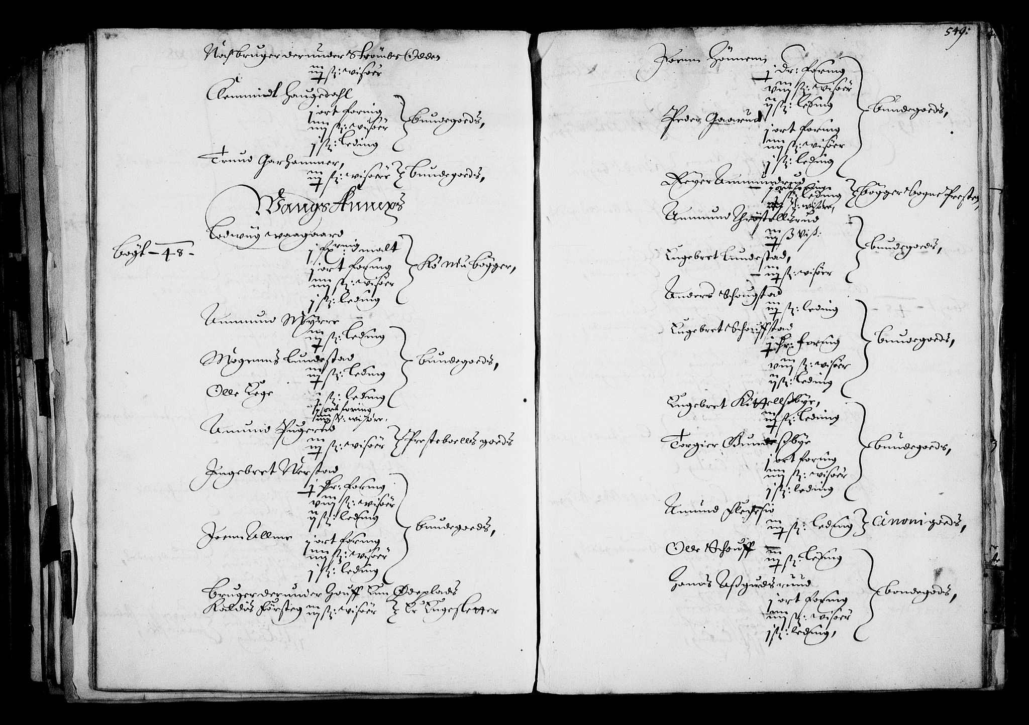 Rentekammeret inntil 1814, Realistisk ordnet avdeling, AV/RA-EA-4070/N/Na/L0001: [XI f]: Akershus stifts jordebok, 1652, p. 548b-549a