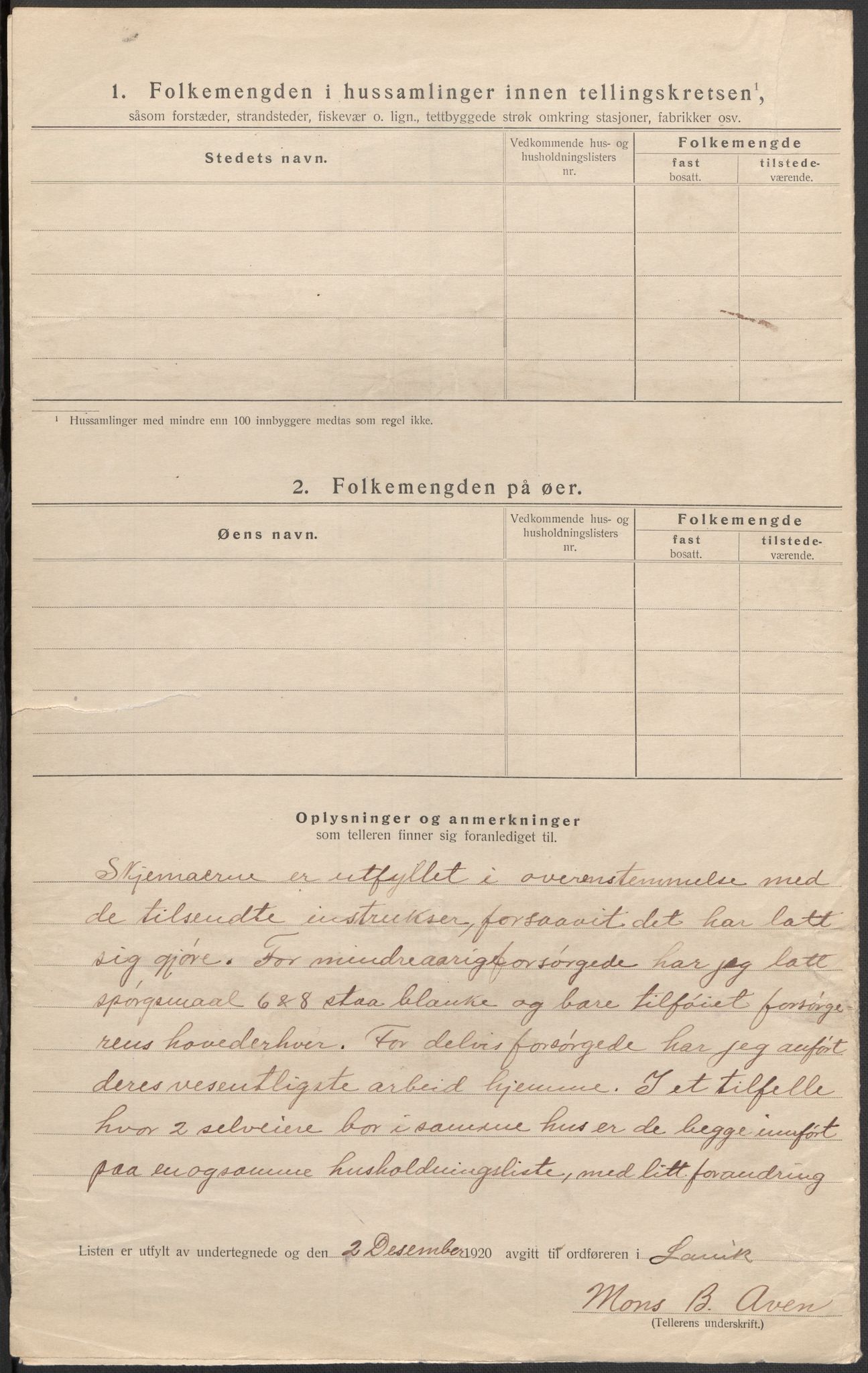 SAB, 1920 census for Lavik, 1920, p. 25