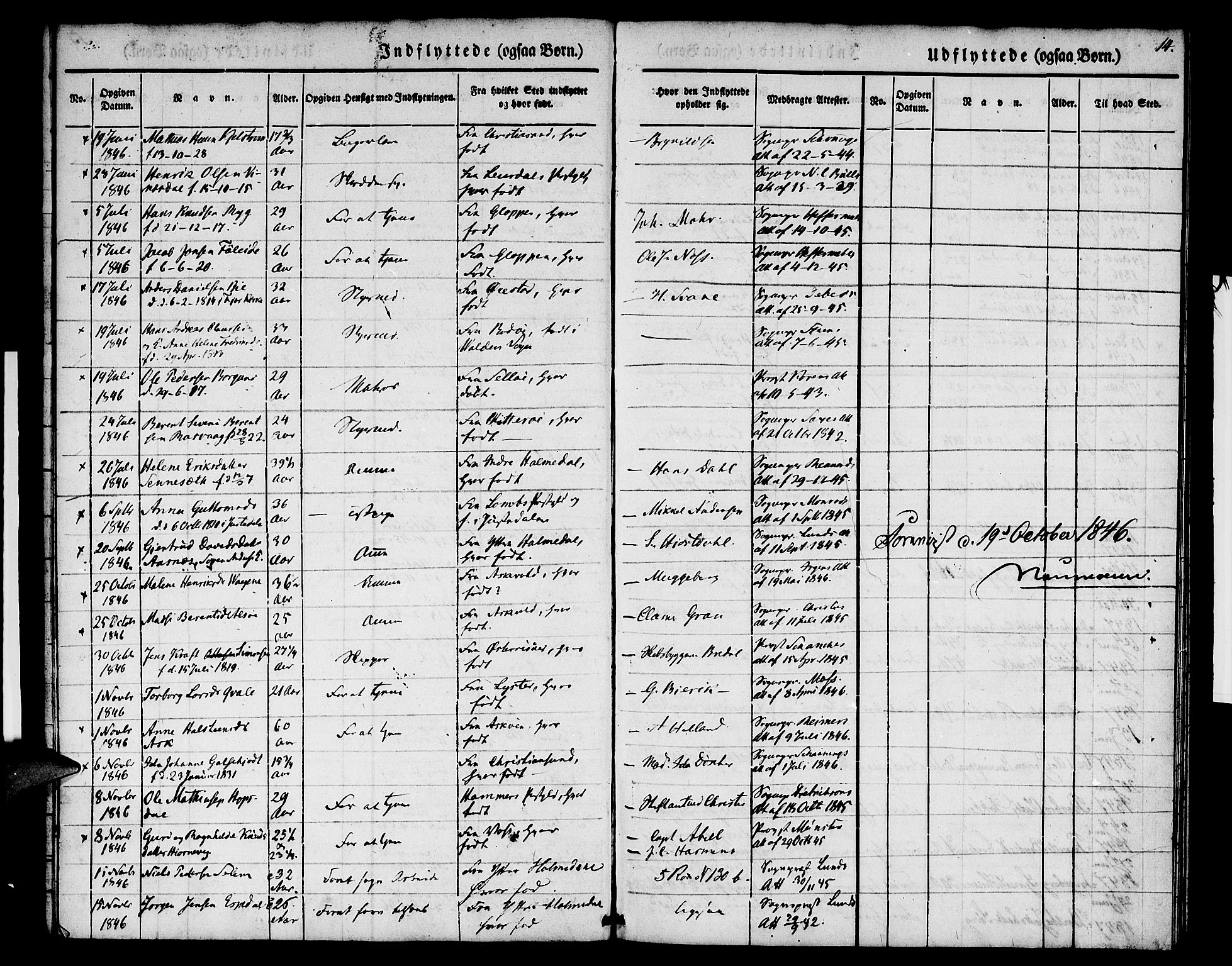 Nykirken Sokneprestembete, SAB/A-77101/H/Hab: Parish register (copy) no. F 1, 1837-1859, p. 14