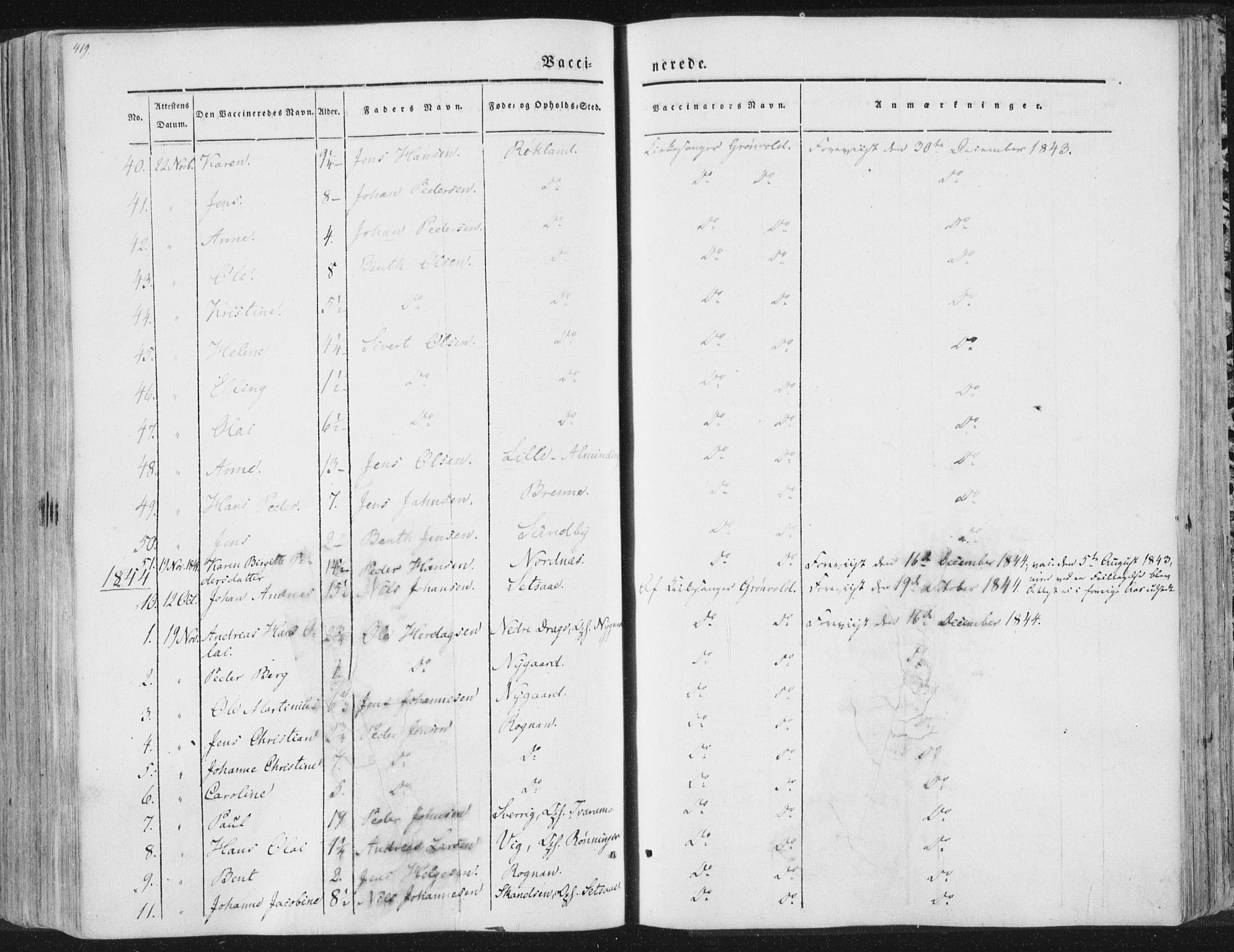 Ministerialprotokoller, klokkerbøker og fødselsregistre - Nordland, SAT/A-1459/847/L0667: Parish register (official) no. 847A07, 1842-1871, p. 419