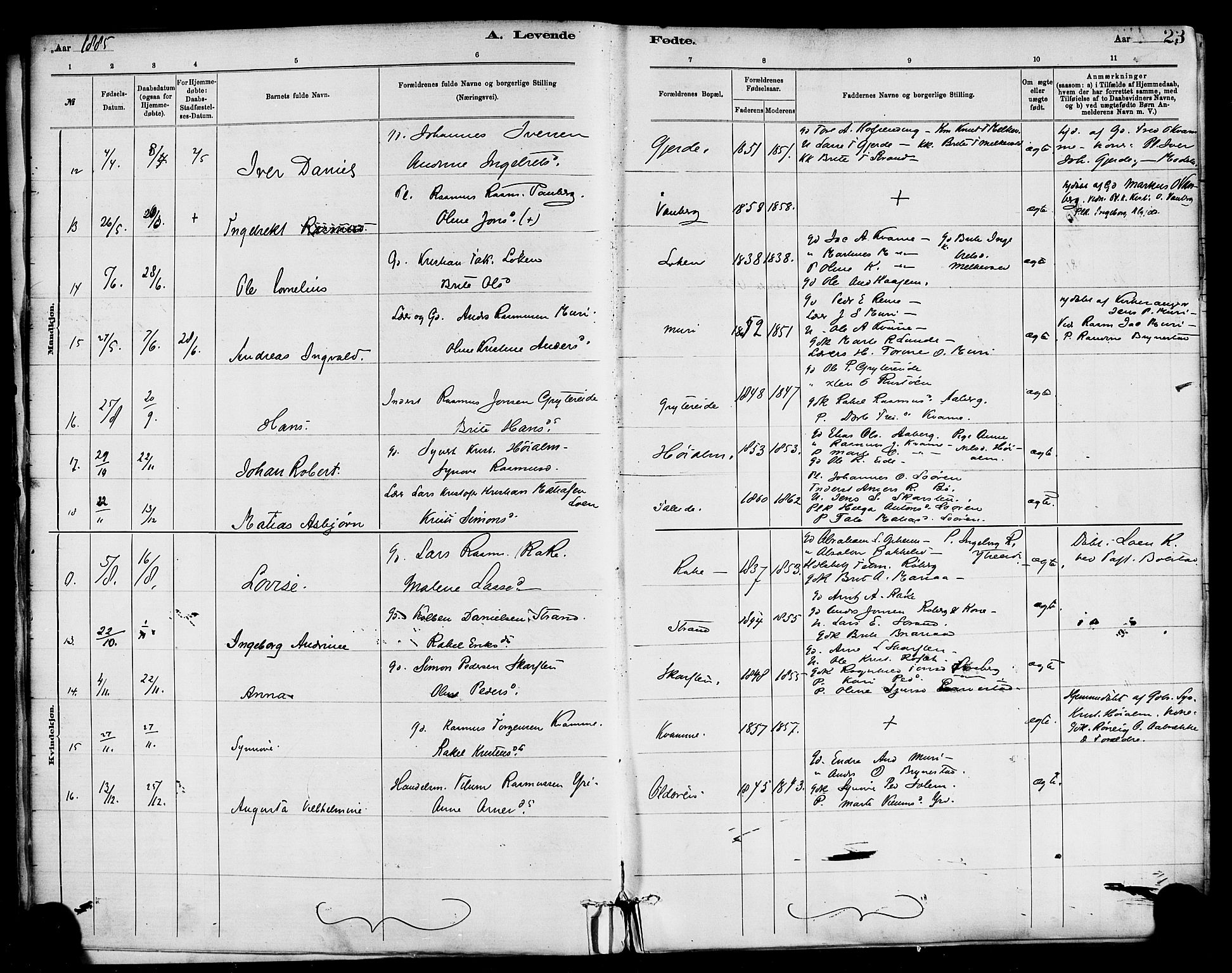 Innvik sokneprestembete, AV/SAB-A-80501: Parish register (official) no. C 1, 1879-1900, p. 23