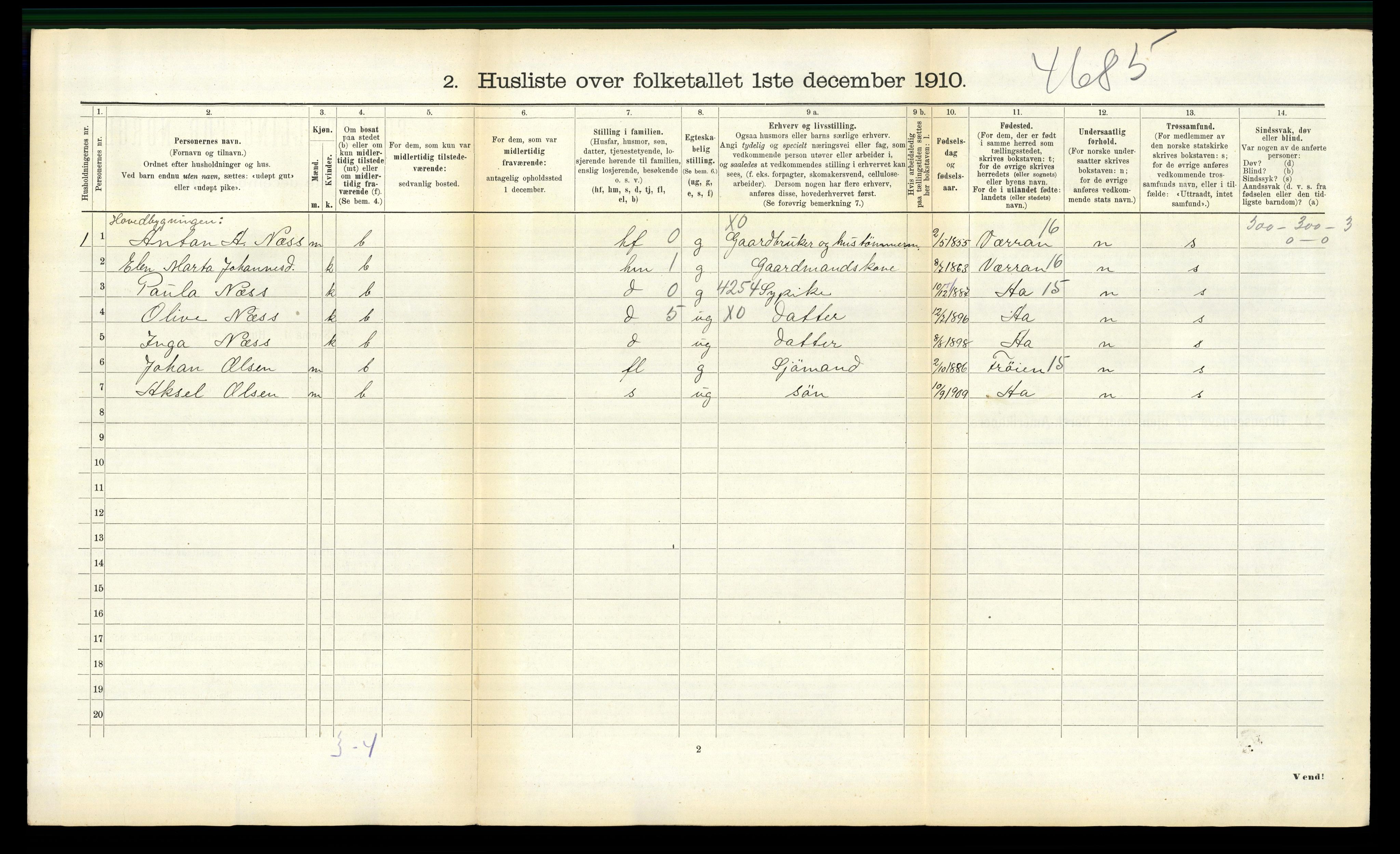 RA, 1910 census for Jøssund, 1910, p. 317