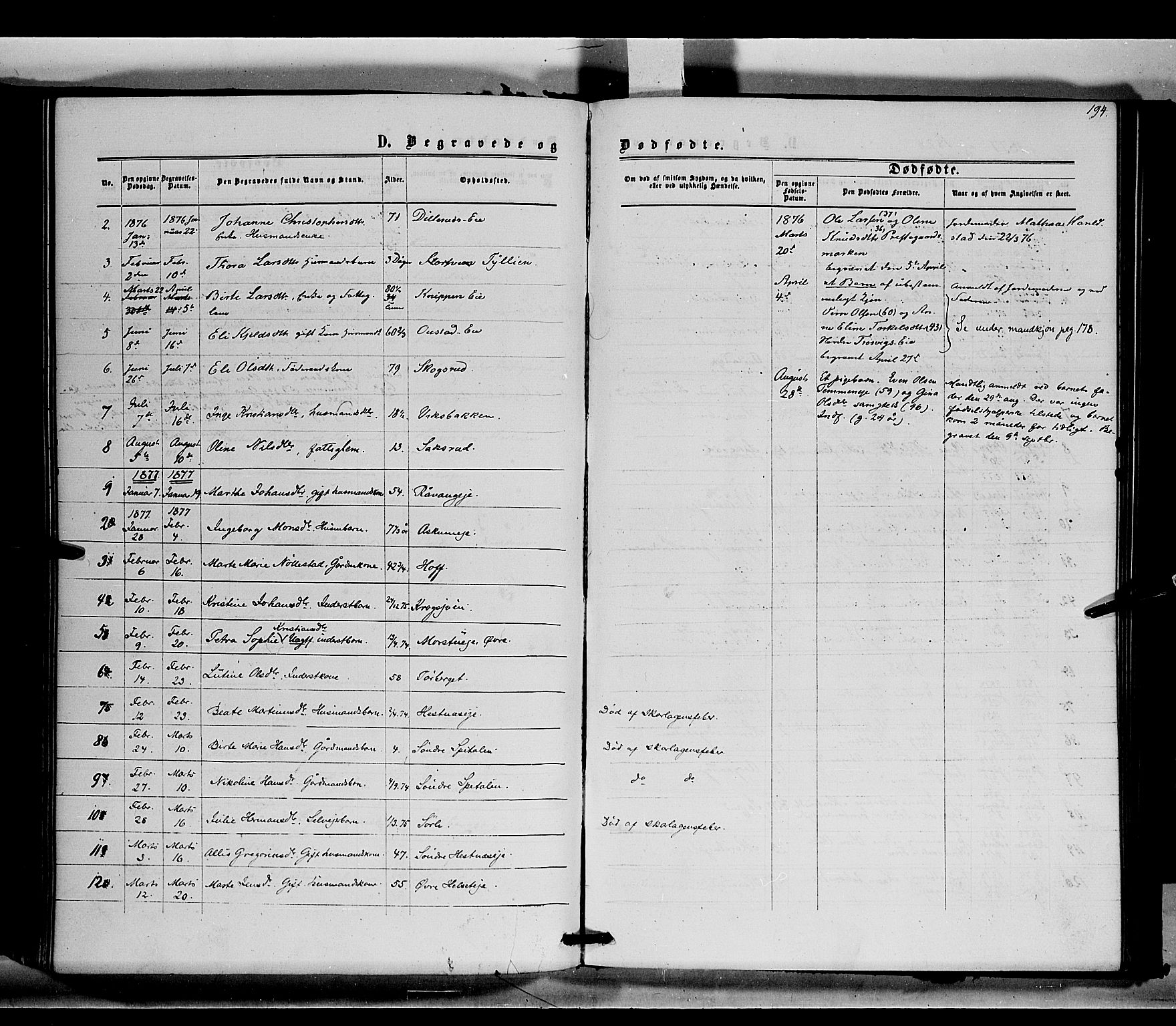 Stange prestekontor, SAH/PREST-002/K/L0014: Parish register (official) no. 14, 1862-1879, p. 194