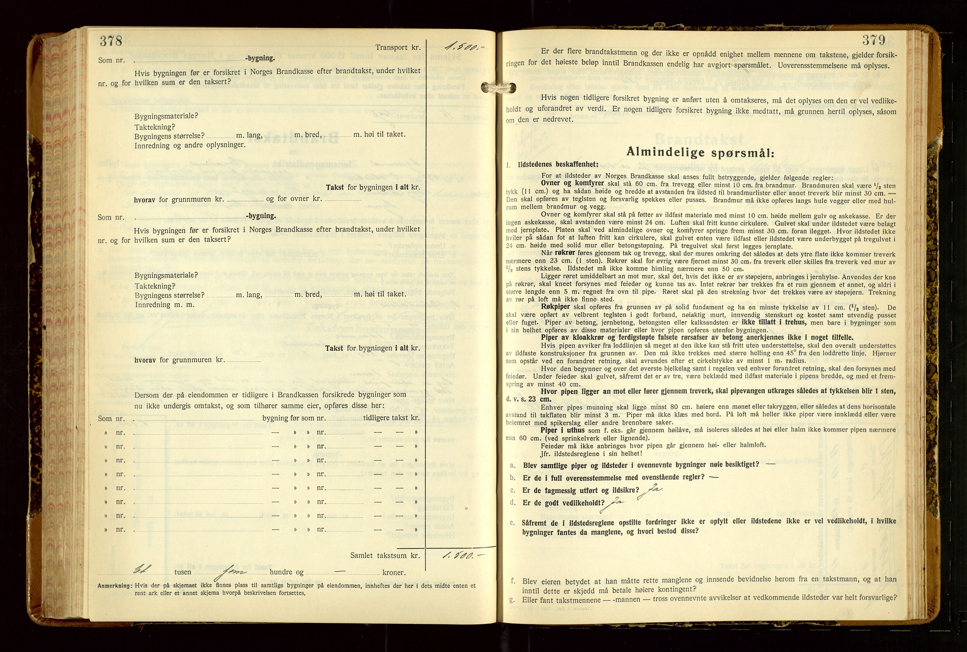 Eigersund lensmannskontor, AV/SAST-A-100171/Gob/L0007: "Brandtakstprotokoll", 1938-1955, p. 378-379