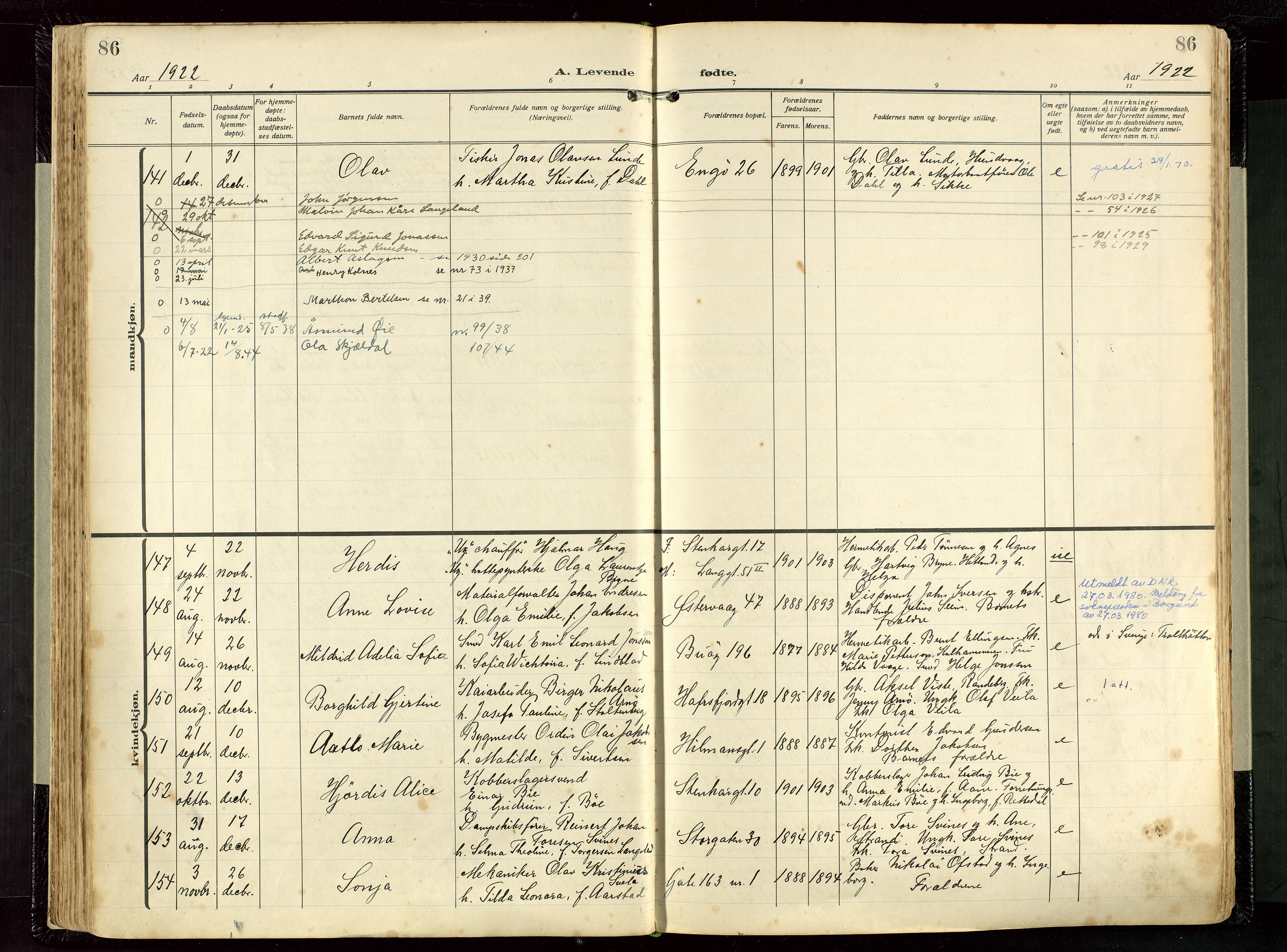 St. Petri sokneprestkontor, AV/SAST-A-101813/002/D/L0001: Parish register (official) no. A 26, 1918-1937, p. 86