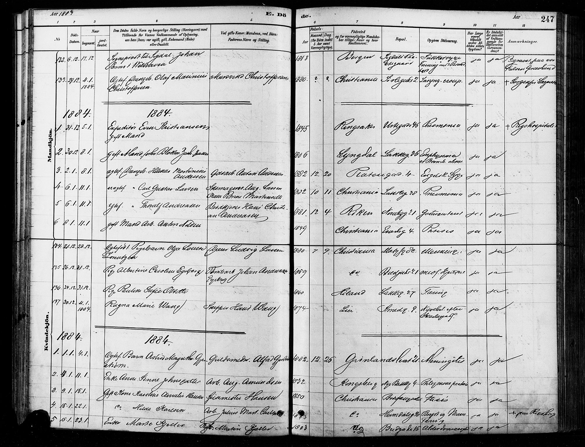 Grønland prestekontor Kirkebøker, SAO/A-10848/F/Fa/L0008: Parish register (official) no. 8, 1881-1893, p. 247