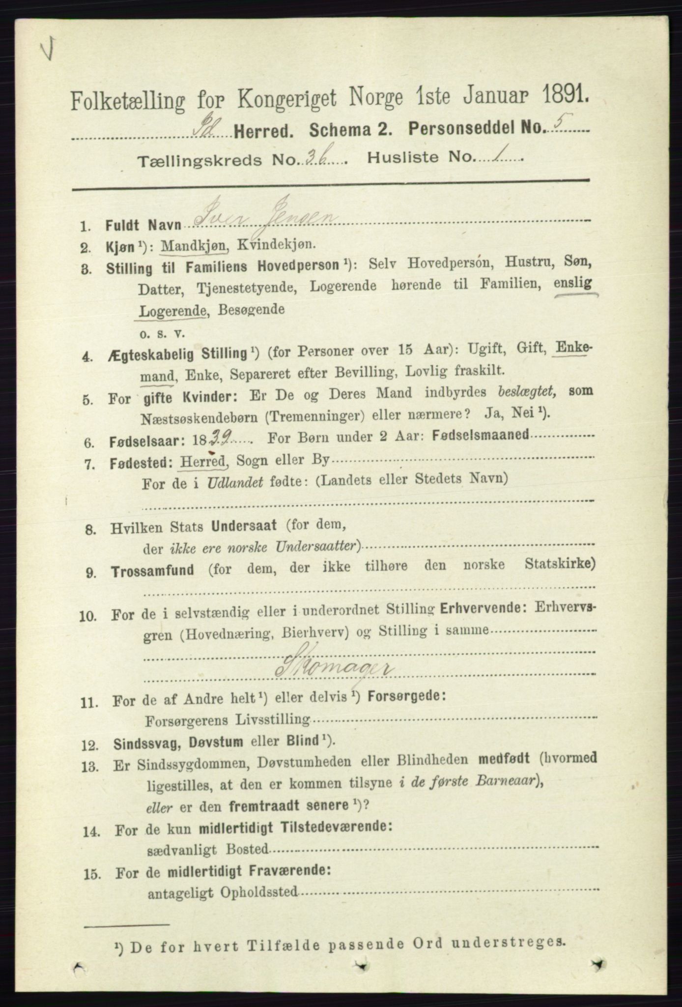 RA, 1891 census for 0117 Idd, 1891, p. 2658