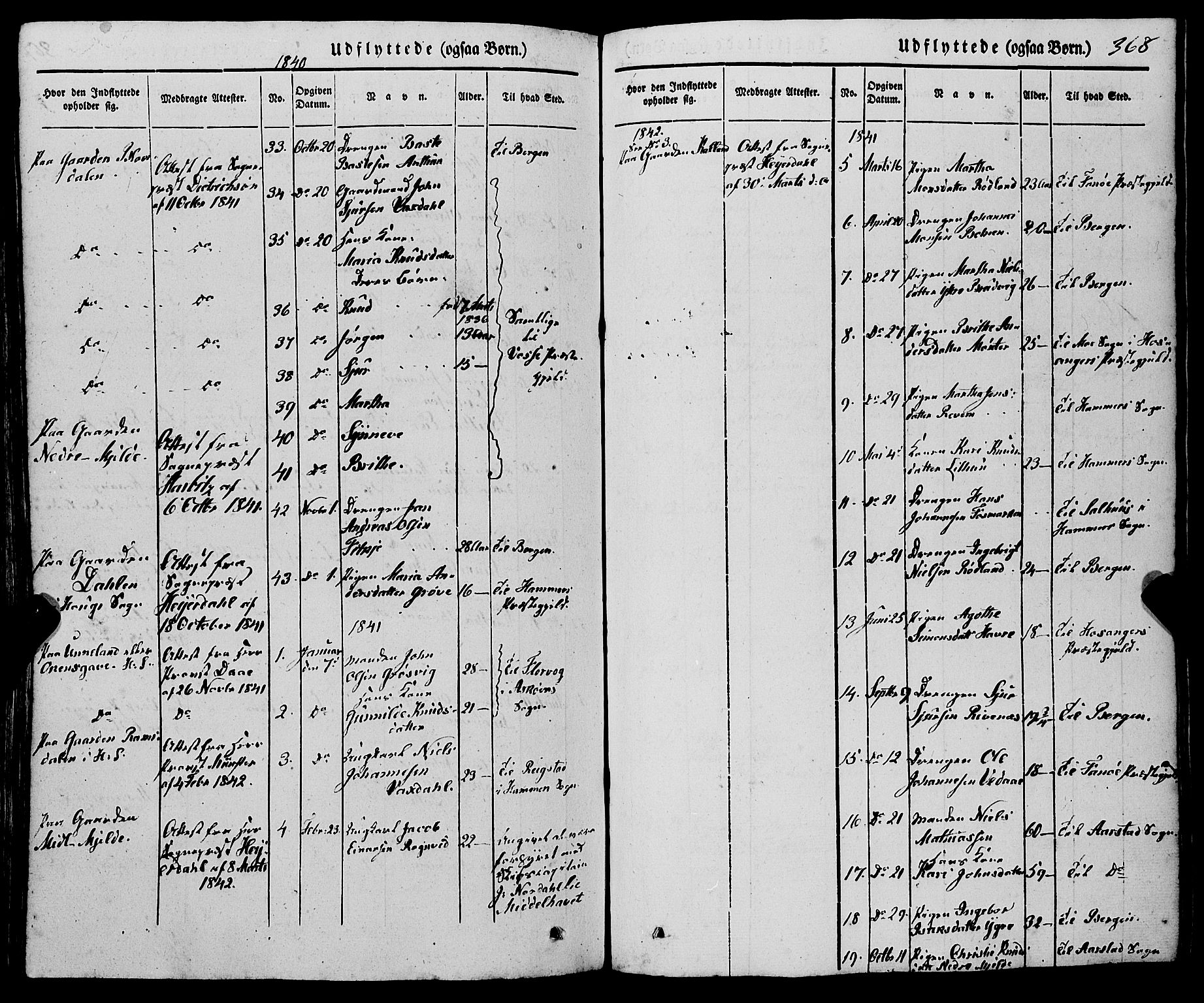 Haus sokneprestembete, SAB/A-75601/H/Haa: Parish register (official) no. A 15, 1838-1847, p. 368