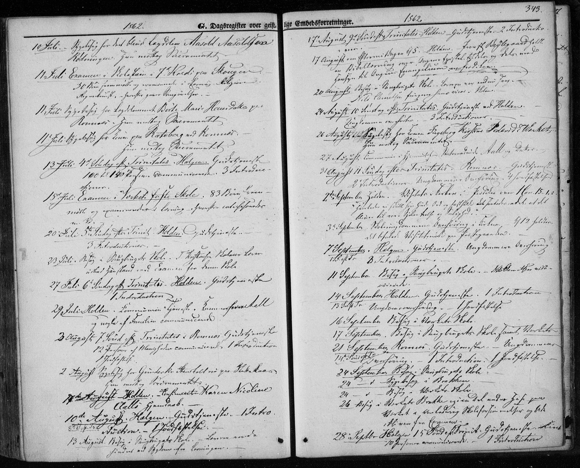 Holla kirkebøker, AV/SAKO-A-272/F/Fa/L0006: Parish register (official) no. 6, 1861-1869, p. 343
