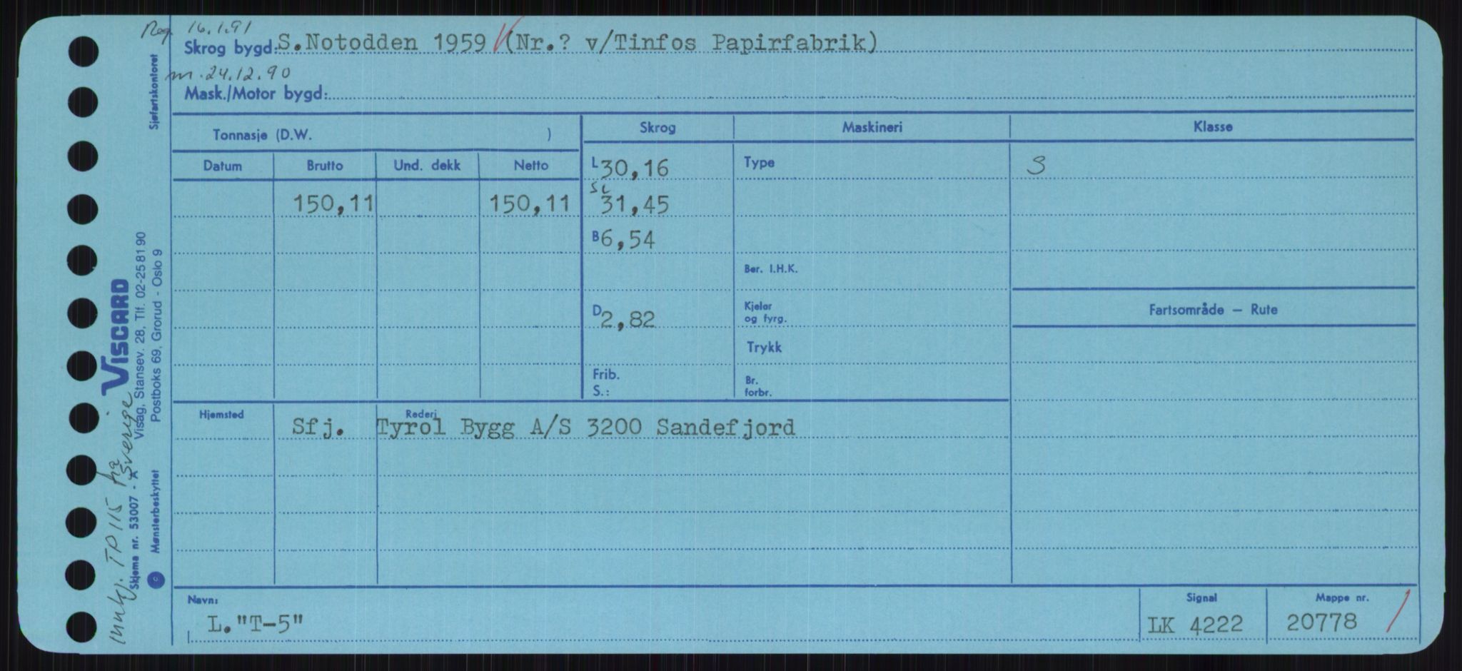 Sjøfartsdirektoratet med forløpere, Skipsmålingen, RA/S-1627/H/Hc/L0001: Lektere, A-Y, p. 419