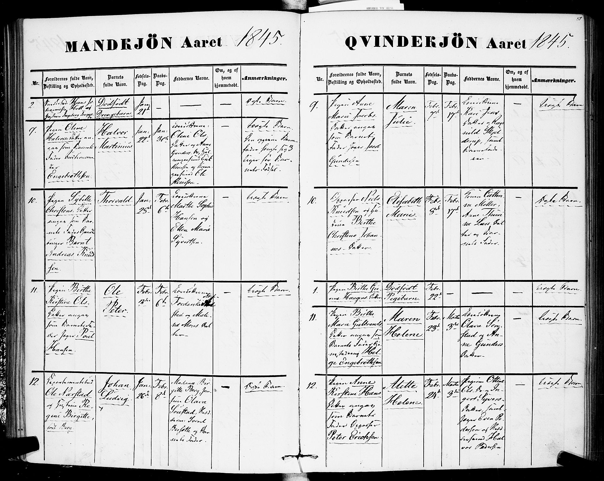 Rikshospitalet prestekontor Kirkebøker, AV/SAO-A-10309b/F/L0003: Parish register (official) no. 3, 1841-1853, p. 87