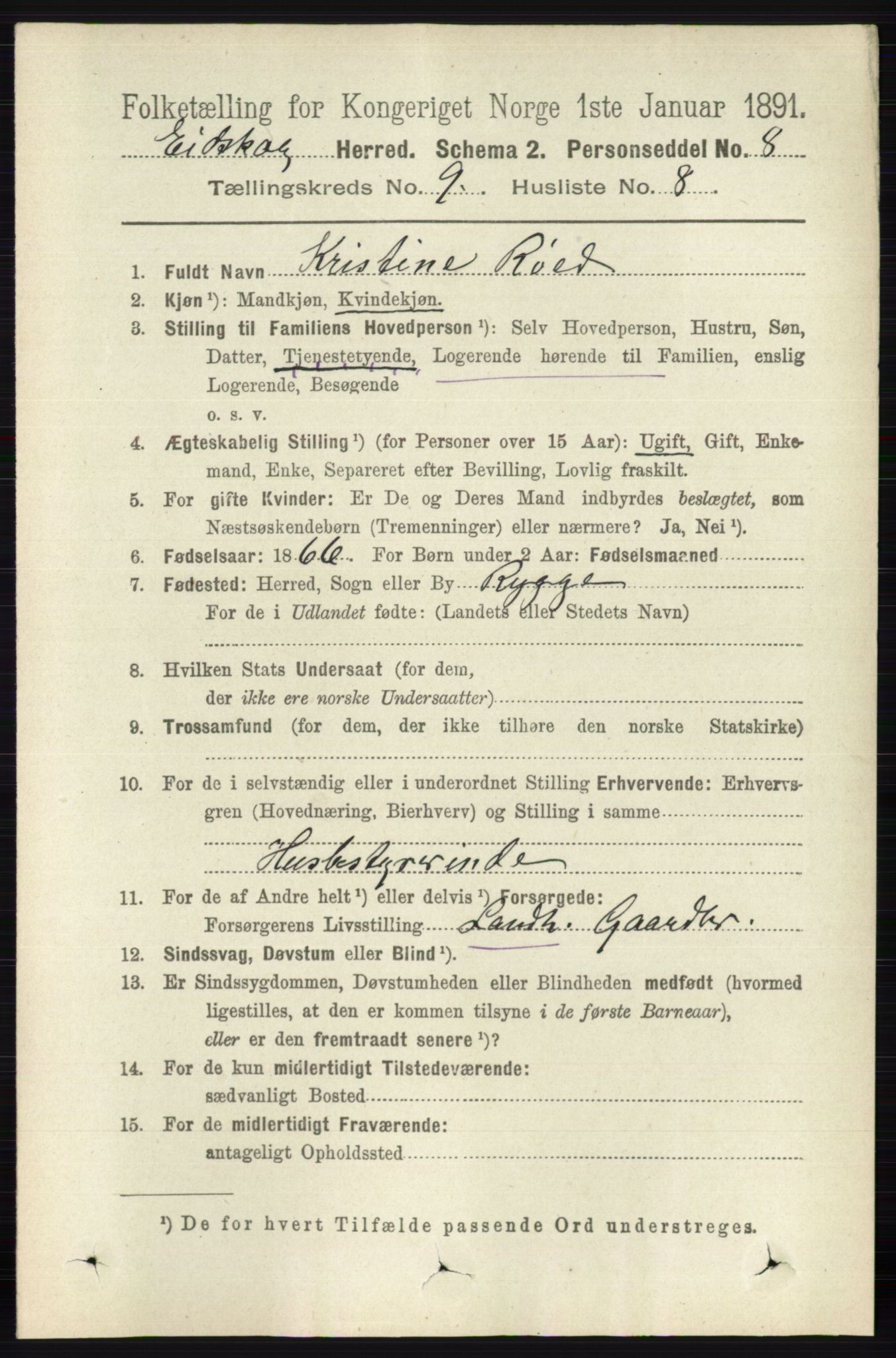 RA, 1891 census for 0420 Eidskog, 1891, p. 5444