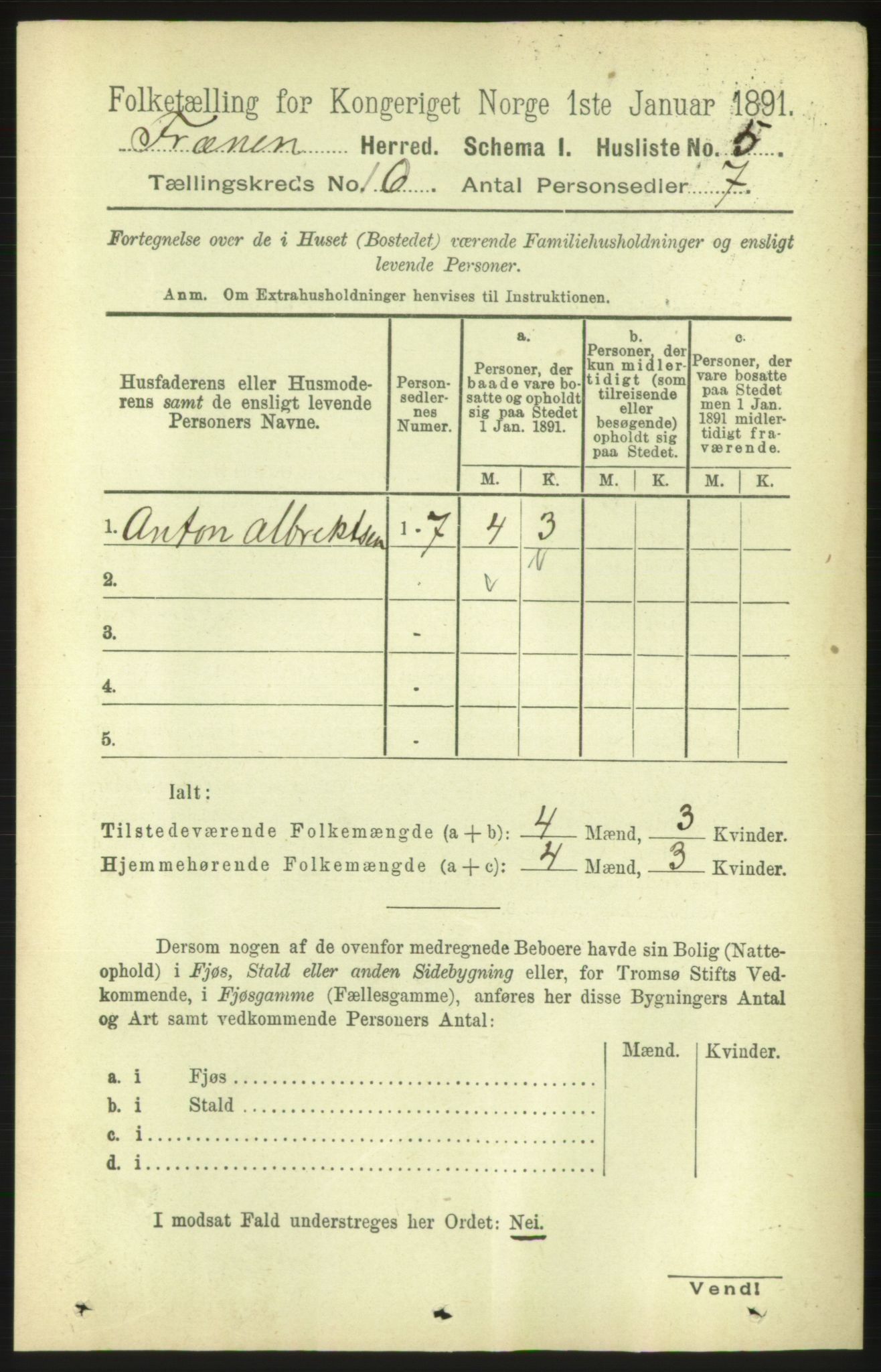 RA, 1891 census for 1548 Fræna, 1891, p. 3050