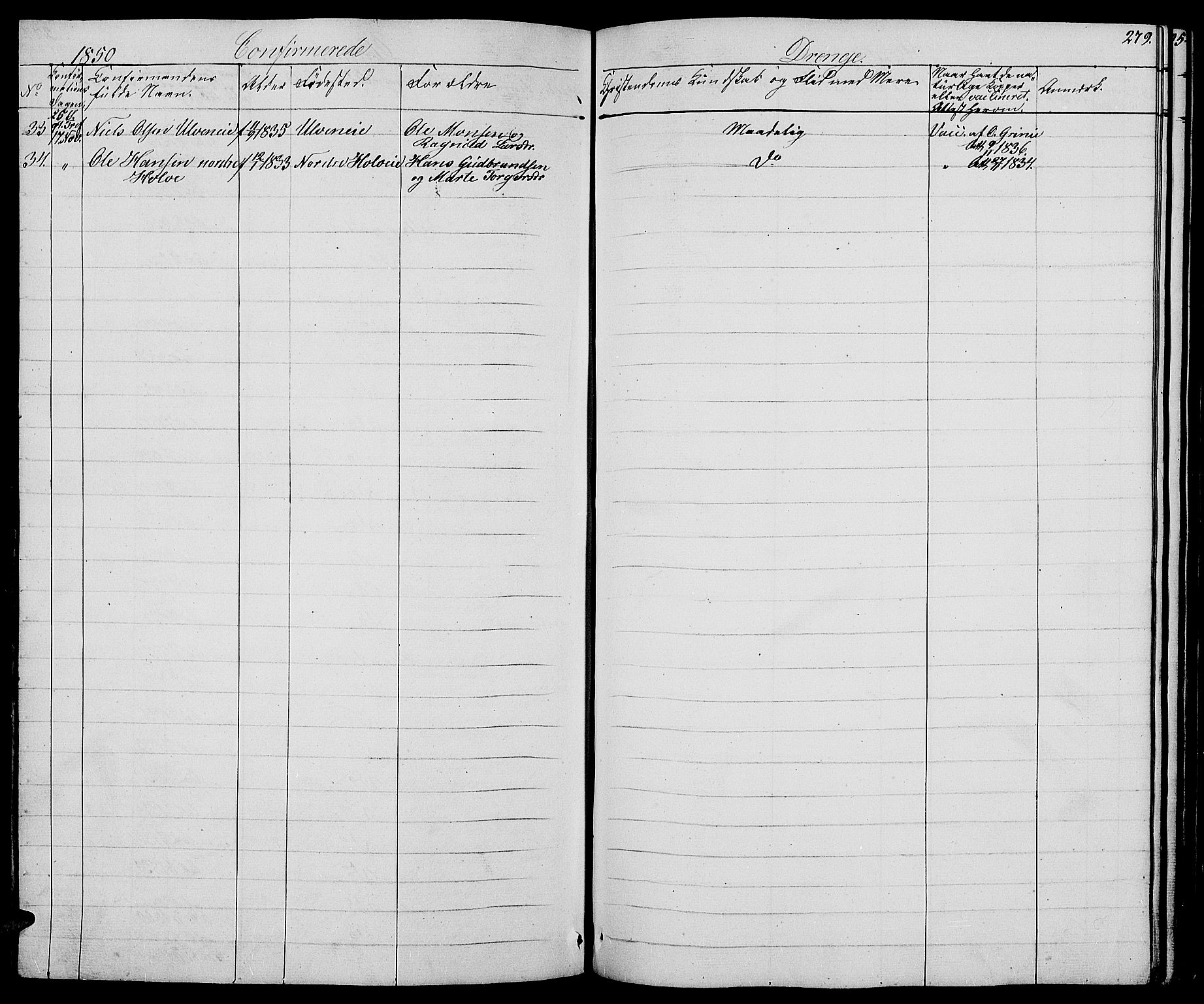 Ringsaker prestekontor, AV/SAH-PREST-014/L/La/L0005: Parish register (copy) no. 5, 1839-1850, p. 279