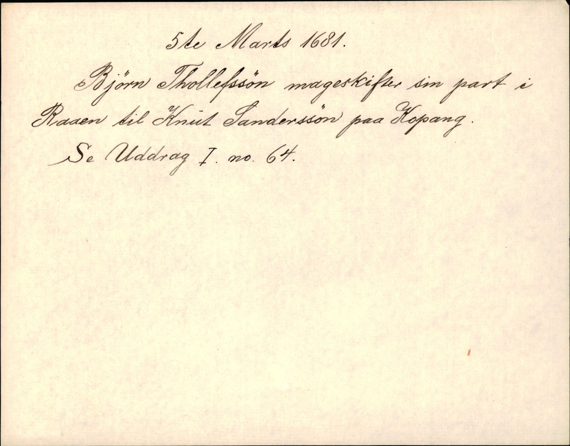 Riksarkivets diplomsamling, AV/RA-EA-5965/F35/F35d/L0005: Innlånte diplomer, seddelregister, 1661-1690, p. 416