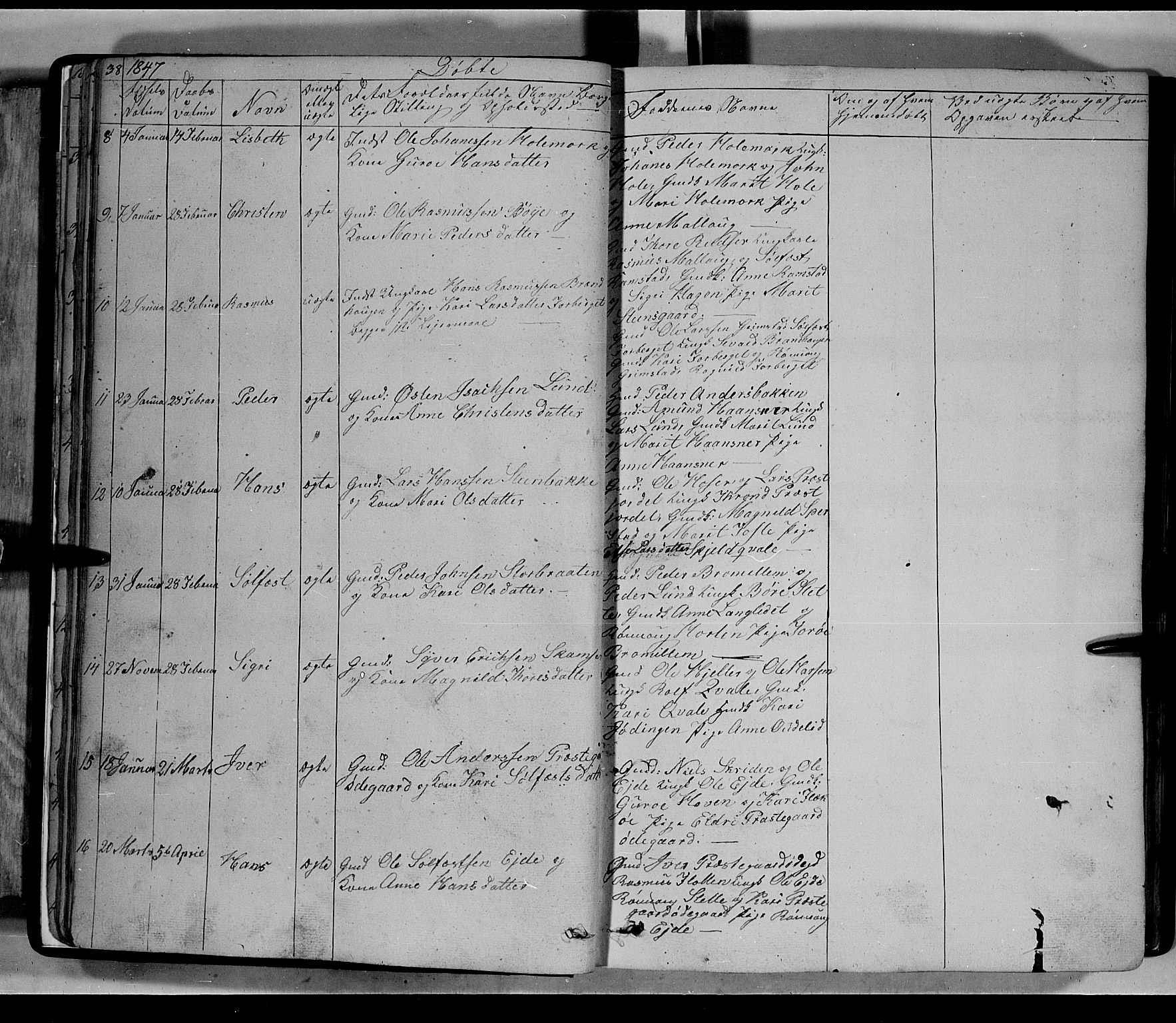 Lom prestekontor, SAH/PREST-070/L/L0004: Parish register (copy) no. 4, 1845-1864, p. 38-39