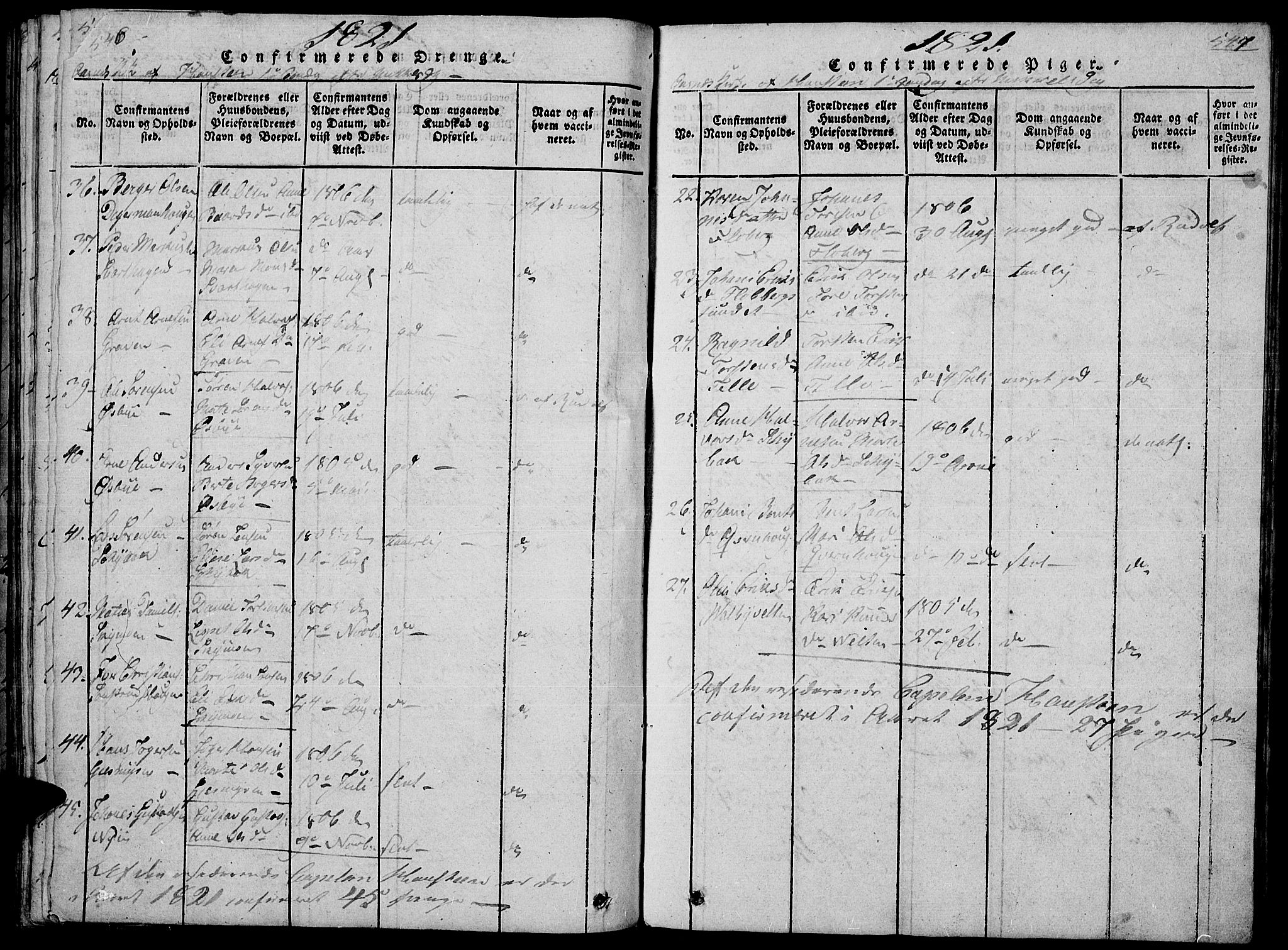 Hof prestekontor, AV/SAH-PREST-038/H/Ha/Haa/L0005: Parish register (official) no. 5, 1816-1822, p. 546-547