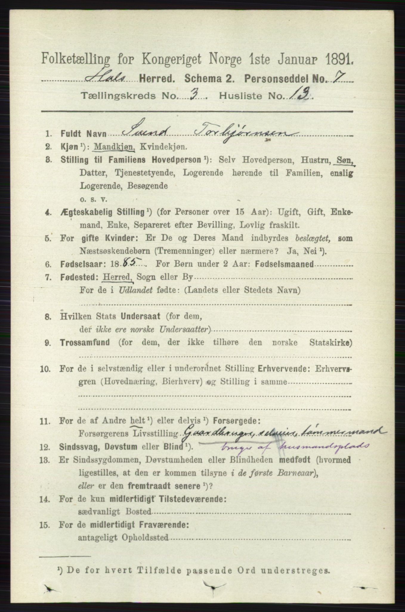 RA, 1891 census for 0620 Hol, 1891, p. 820