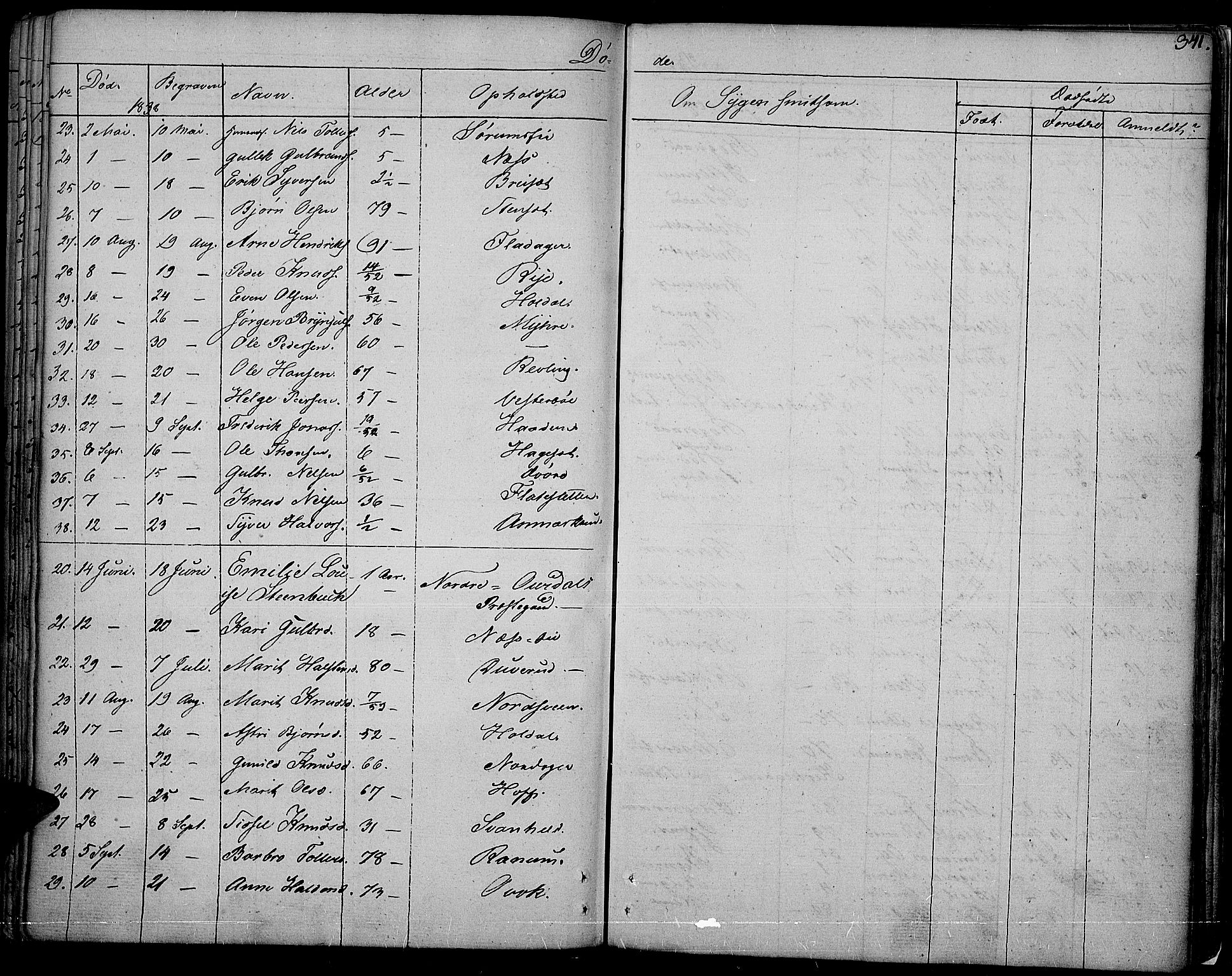 Nord-Aurdal prestekontor, SAH/PREST-132/H/Ha/Haa/L0003: Parish register (official) no. 3, 1828-1841, p. 341