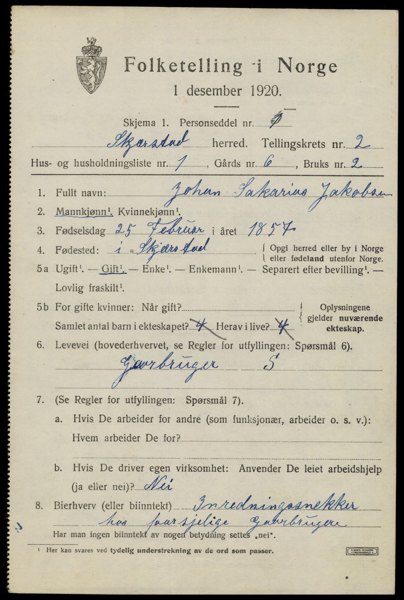 SAT, 1920 census for Skjerstad, 1920, p. 931