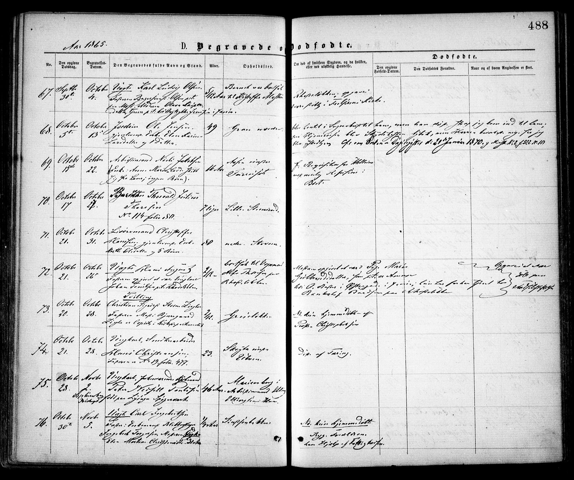 Østre Aker prestekontor Kirkebøker, SAO/A-10840/F/Fa/L0001: Parish register (official) no. I 1, 1861-1869, p. 488