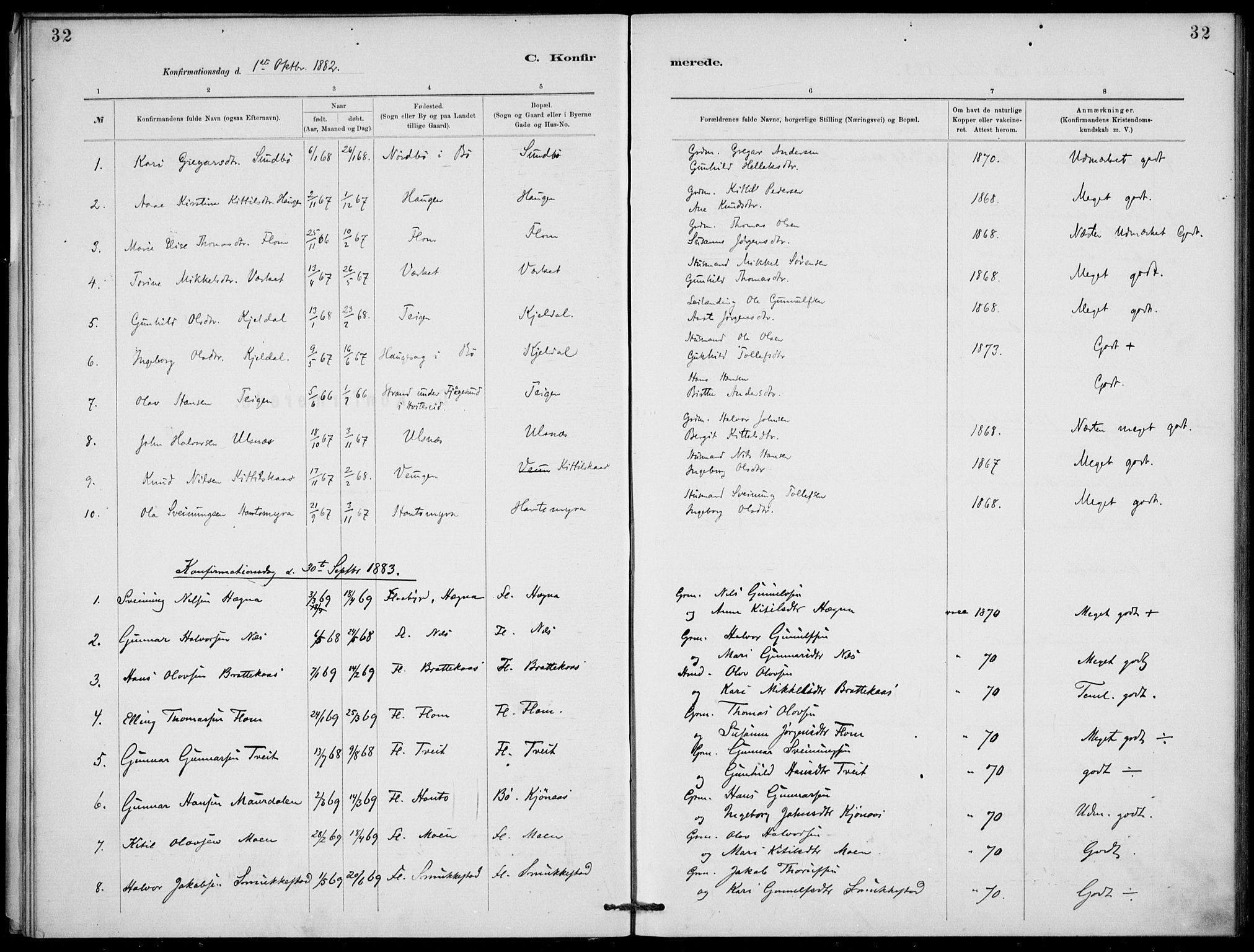 Lunde kirkebøker, SAKO/A-282/F/Fb/L0003: Parish register (official) no. II 3, 1882-1891, p. 32