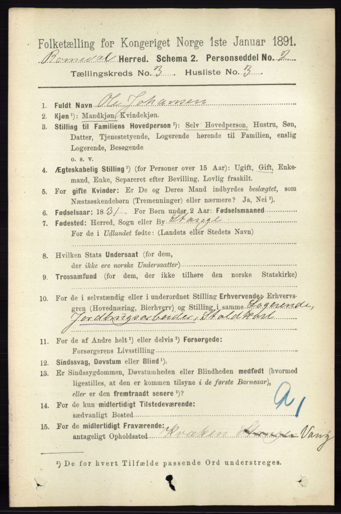 RA, 1891 census for 0416 Romedal, 1891, p. 1438