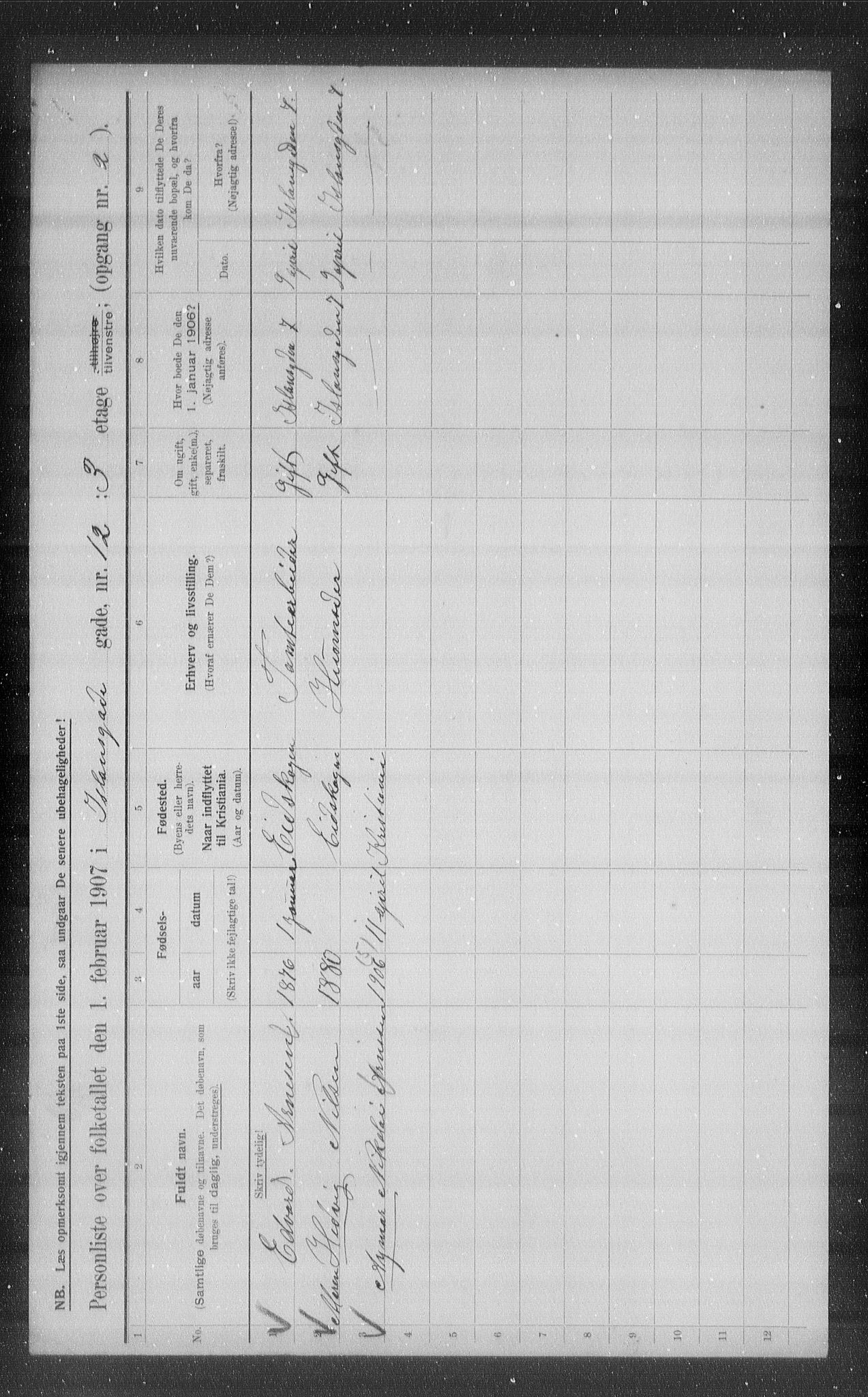 OBA, Municipal Census 1907 for Kristiania, 1907, p. 22943